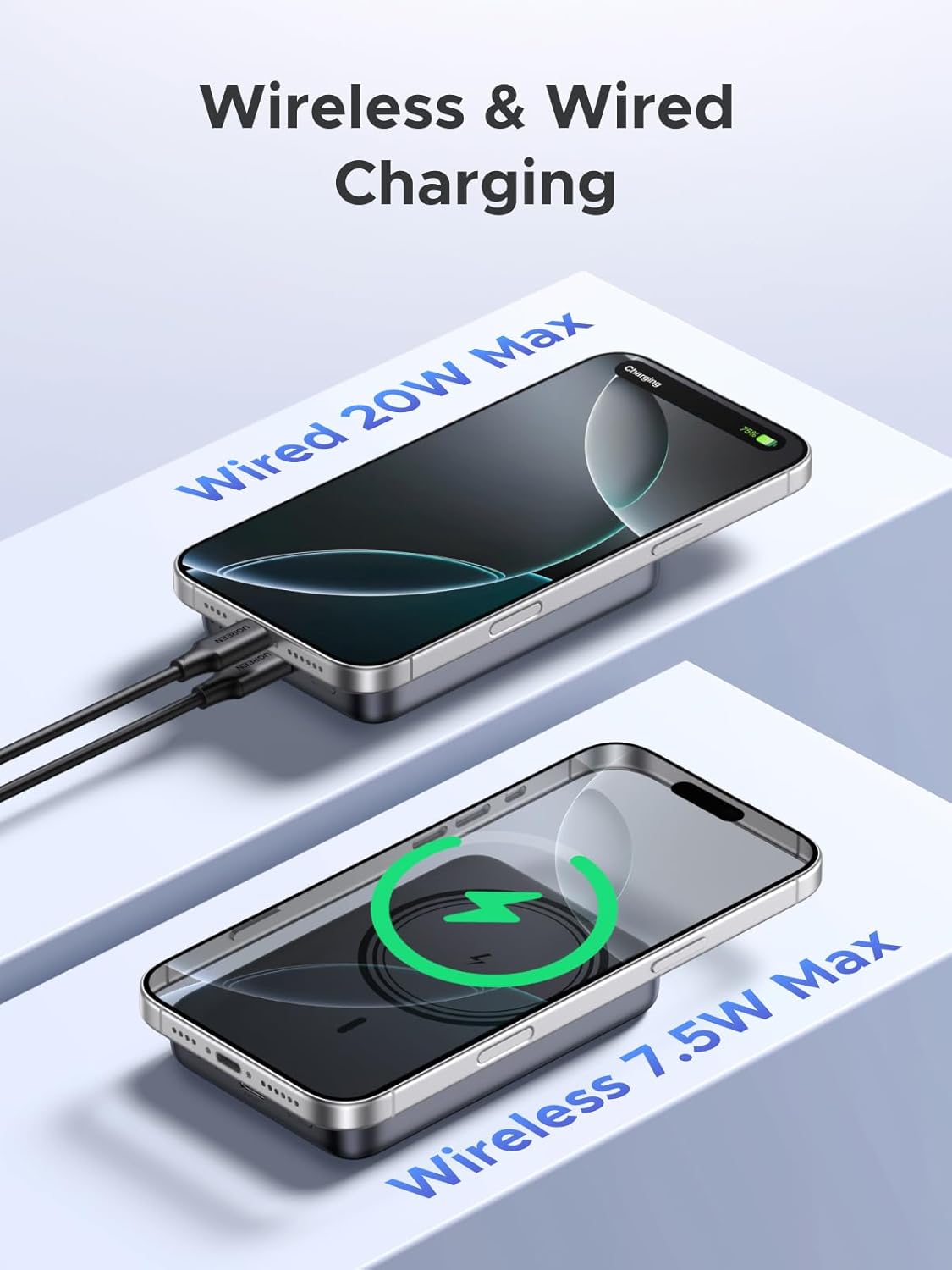 Detalle de UGREEN Nexode Magnetic 10,000mAh MagSafe Power Bank