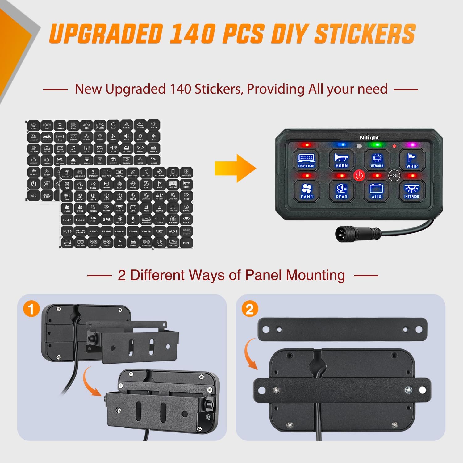 Thumbnail 5 de Nilight 8 Gang Switch Panel 12V for Trucks