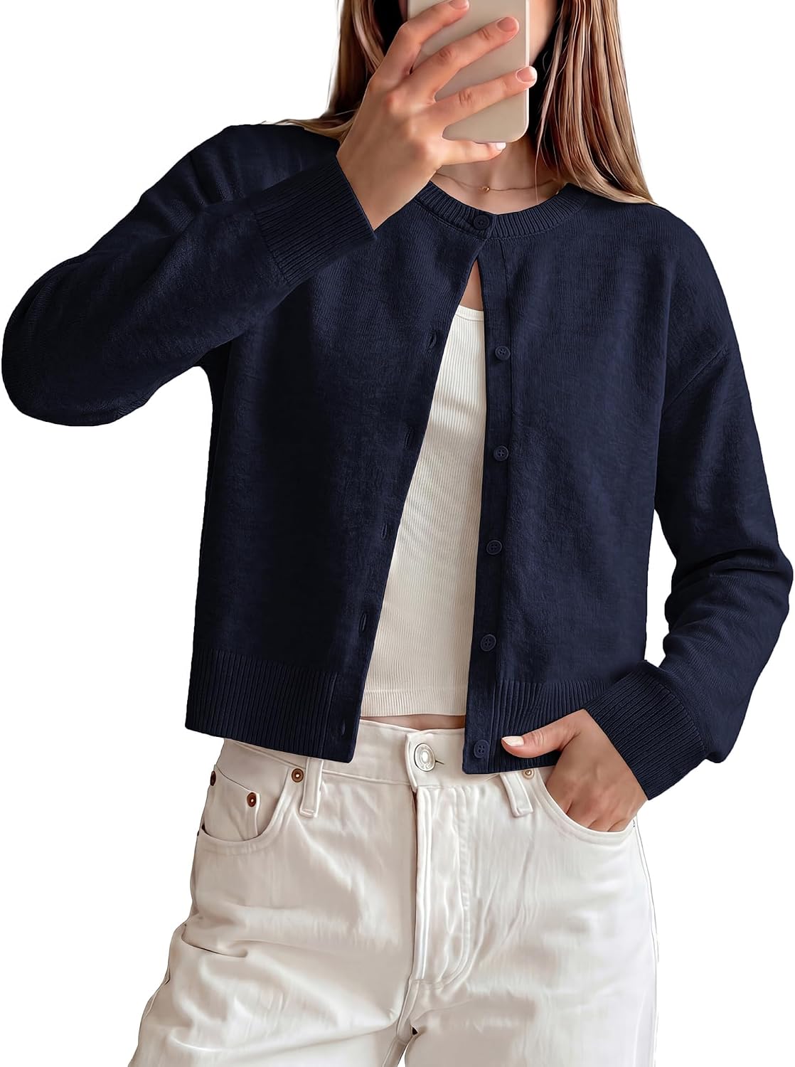 Detalle de GRACE KARIN Women's Cropped Cardigan Sweater, Lightweight Y2K Knit Top