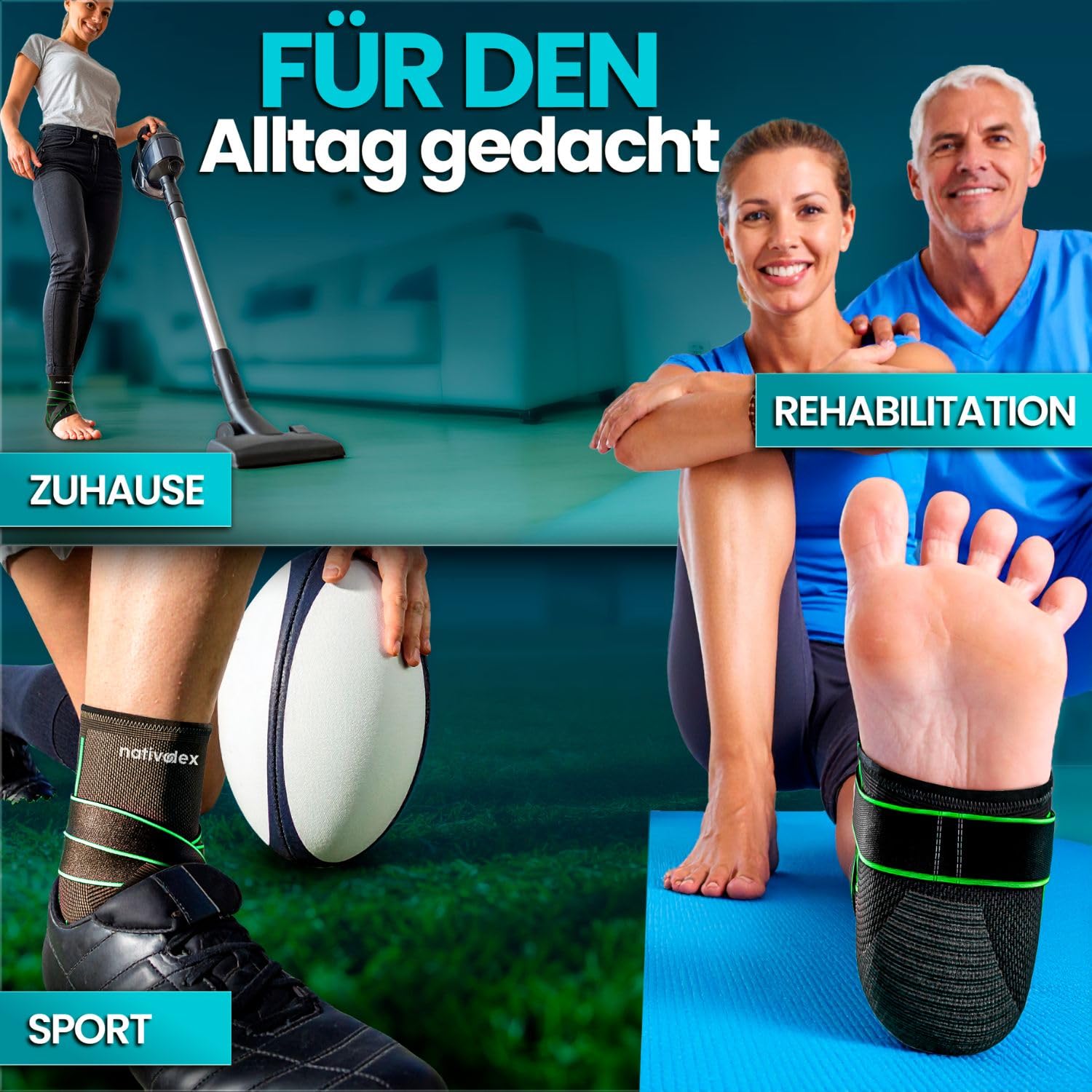 Thumbnail 4 de NativoDex Sprunggelenkbandage – Verstellbare Knöchelbandage für Plantarfasziitis & Achillessehne