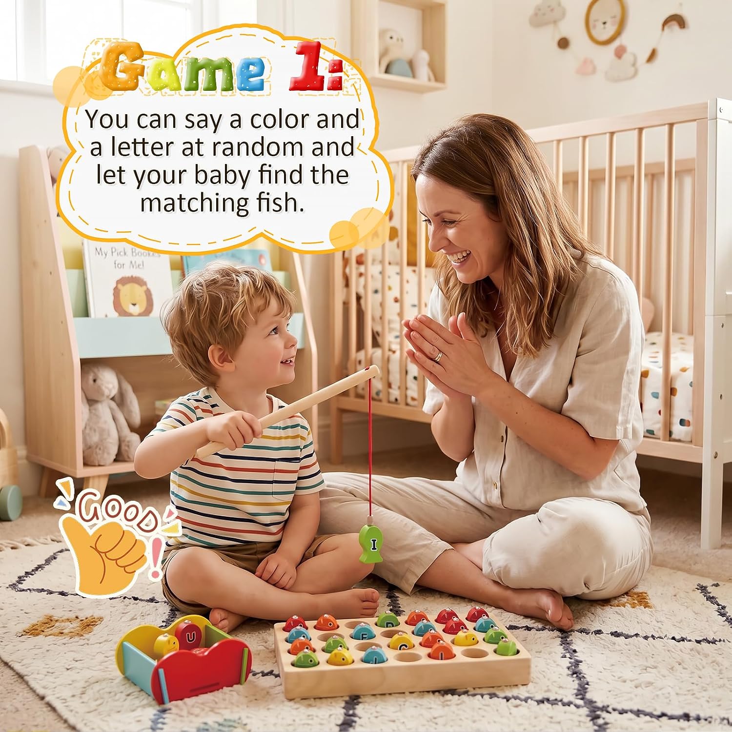 Detalle 2 de Wooden Magnetic Fishing Game for Kids
