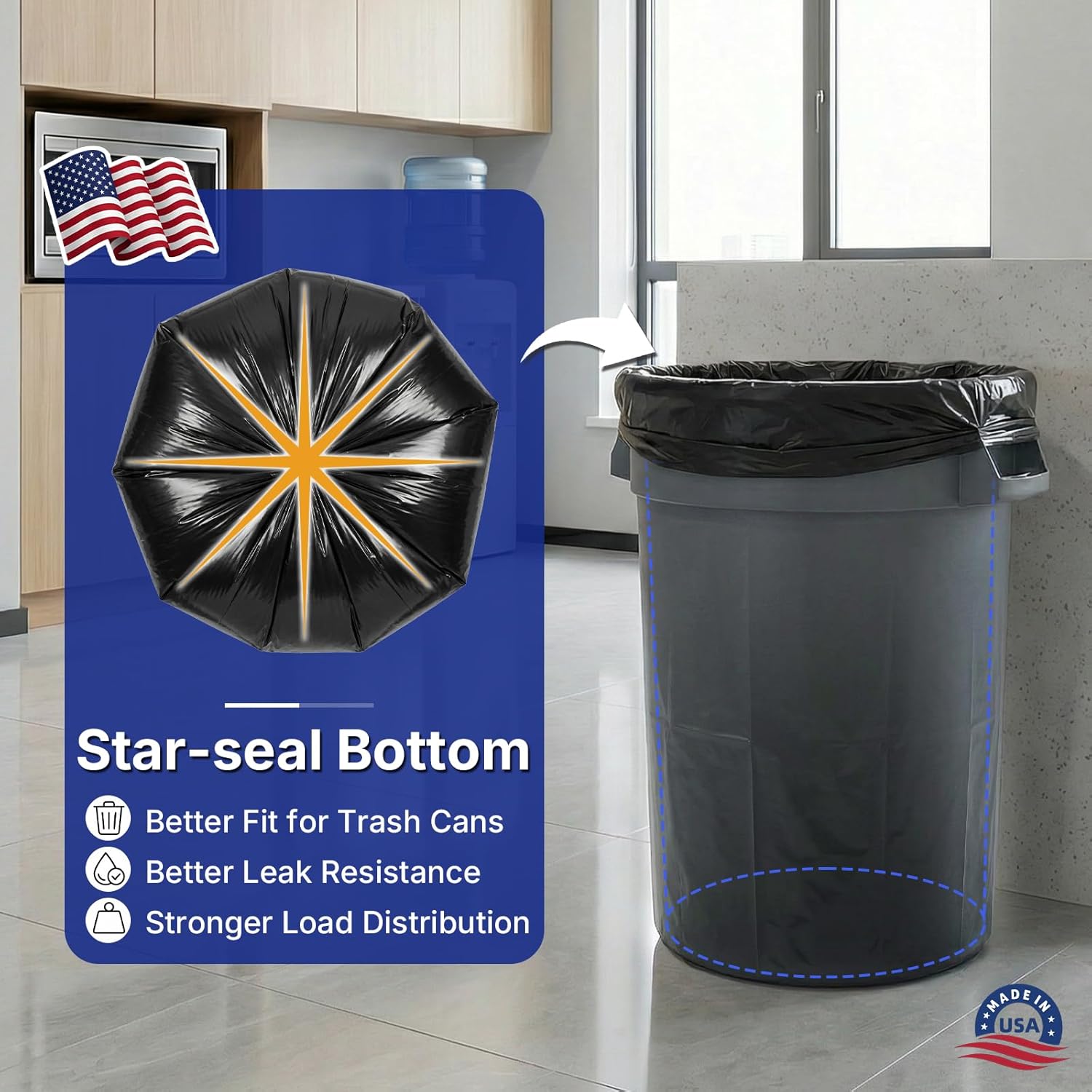 Thumbnail 4 de METRONIC 30-33 Gallon Black Trash Bags — 0.6 Mil, 250 Count, 32" x 38" (Made in USA)