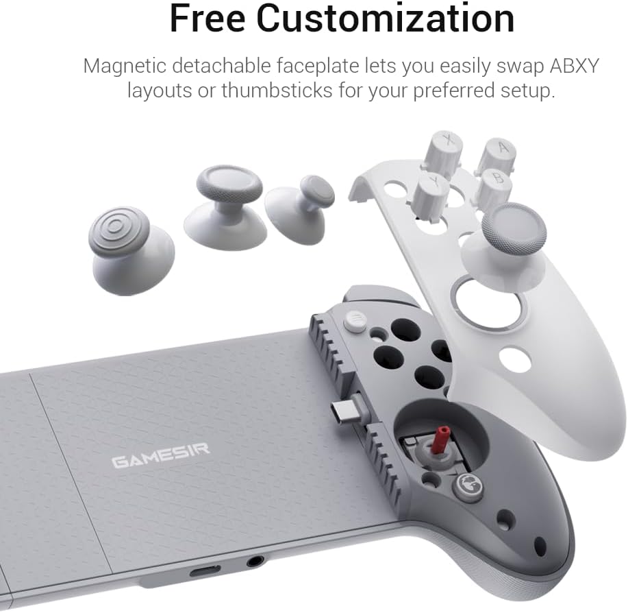 Detalle 2 de GameSir G8 Plus MFi Phone Controller for iPhone 15/16/17, iPad mini & Android (USB-C) with Hall Effect sticks
