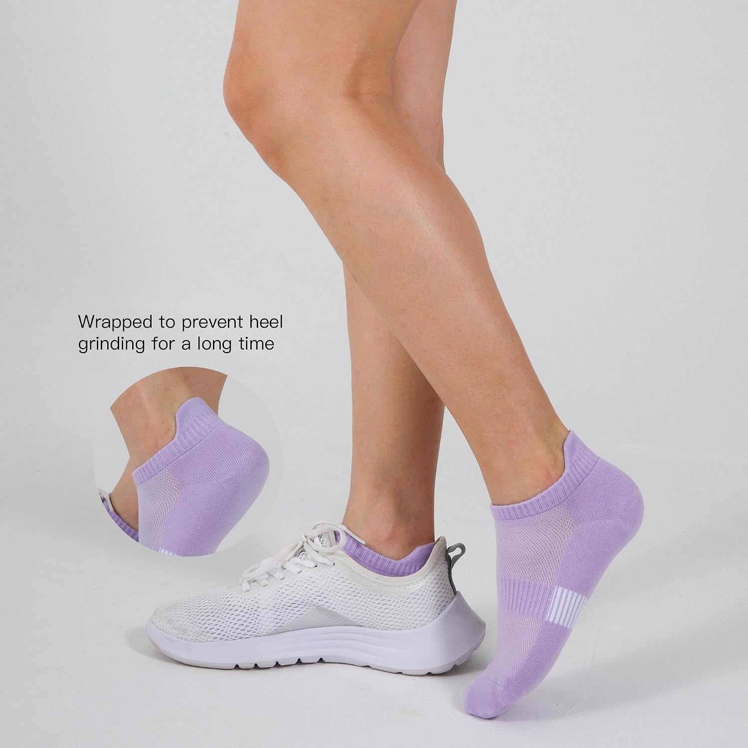Detalle de YOJOOM Women's Running Socks 5 Pairs – Cotton Ankle Trainers, Breathable Low Cut Seamless Socks