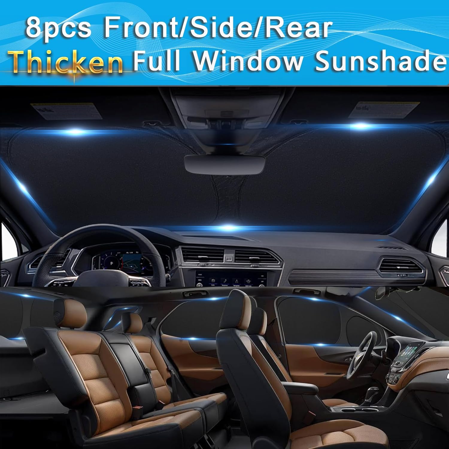 Thumbnail 2 de KMF 8pcs Sun Shades for Toyota Sienna 2013-2018
