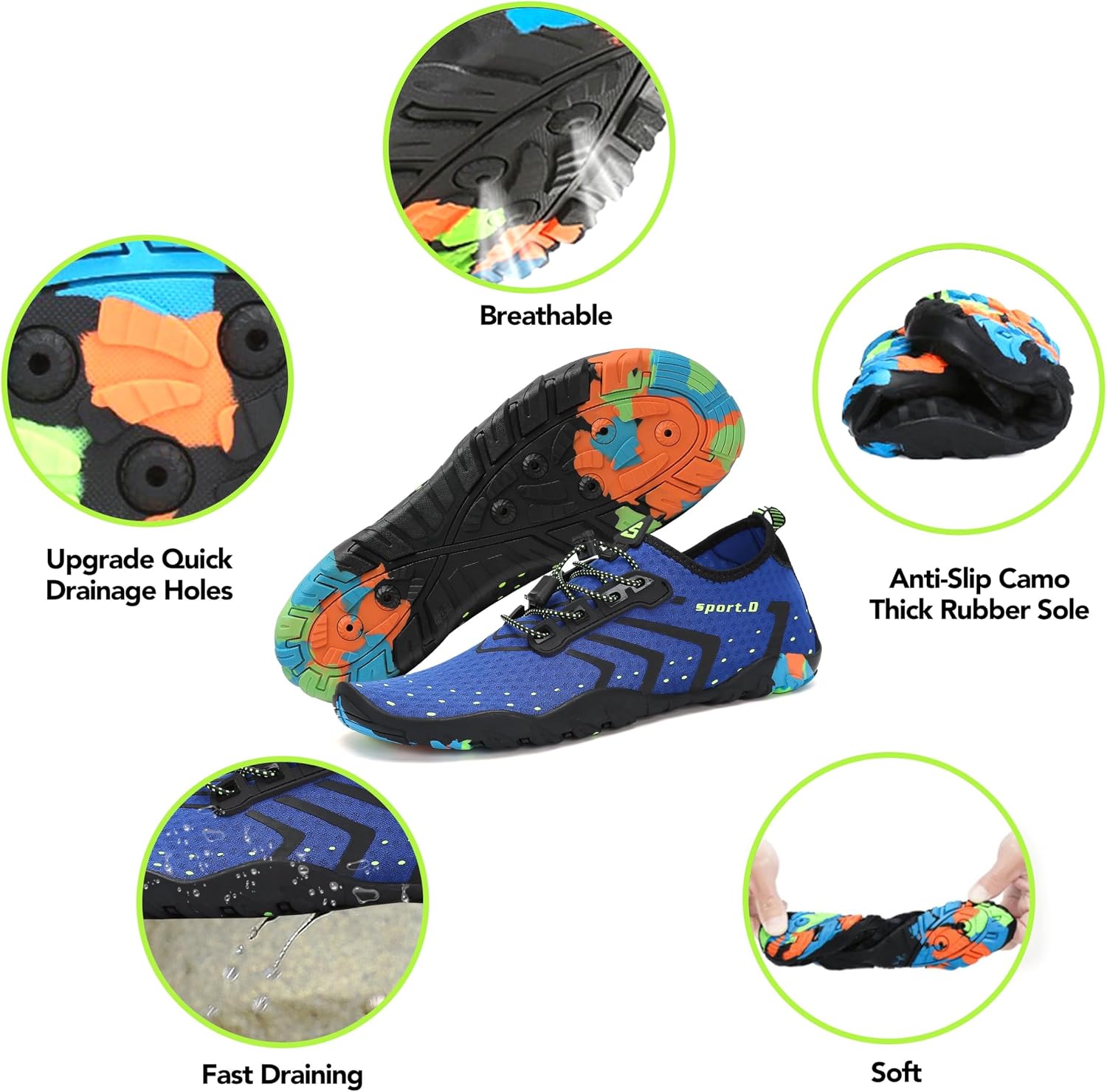 Detalle 2 de SAGUARO Badeschuhe Strandschuhe Aquaschuhe – Wasserschuhe für Damen, Herren und Kinder (Gr. 35–48)
