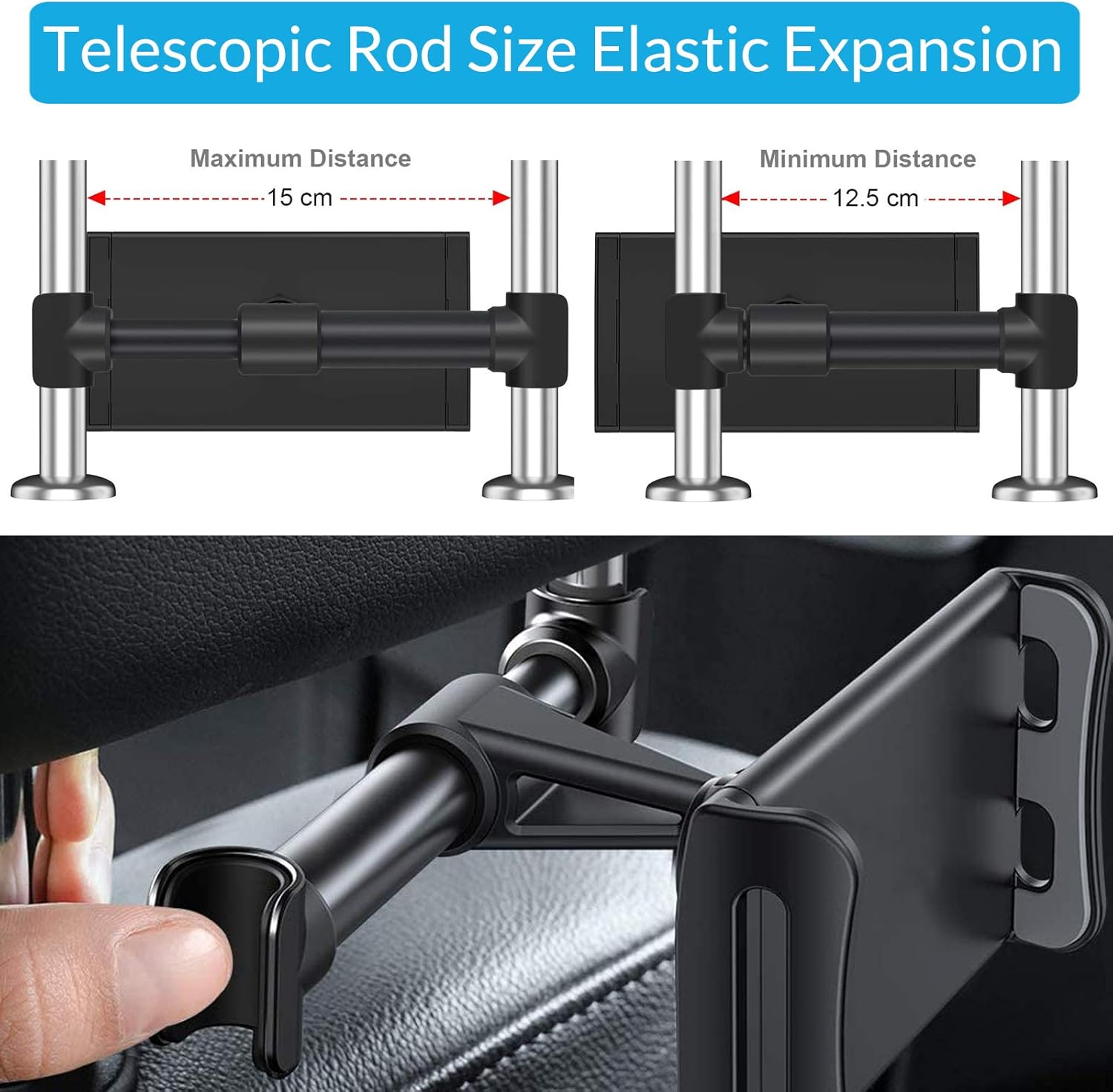 Thumbnail 1 de Zommuei Soporte Tablet Coche 360° para reposacabezas