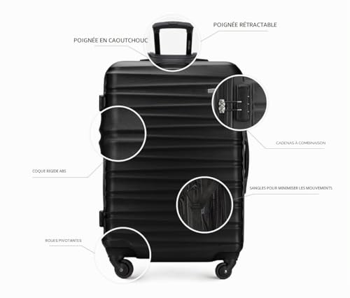 Thumbnail 9 de WITTCHEN Valise Moyenne de Voyage Groove Line - ABS, 4 roulettes, Serrure à Combinaison, Poignée télescopique, Noir