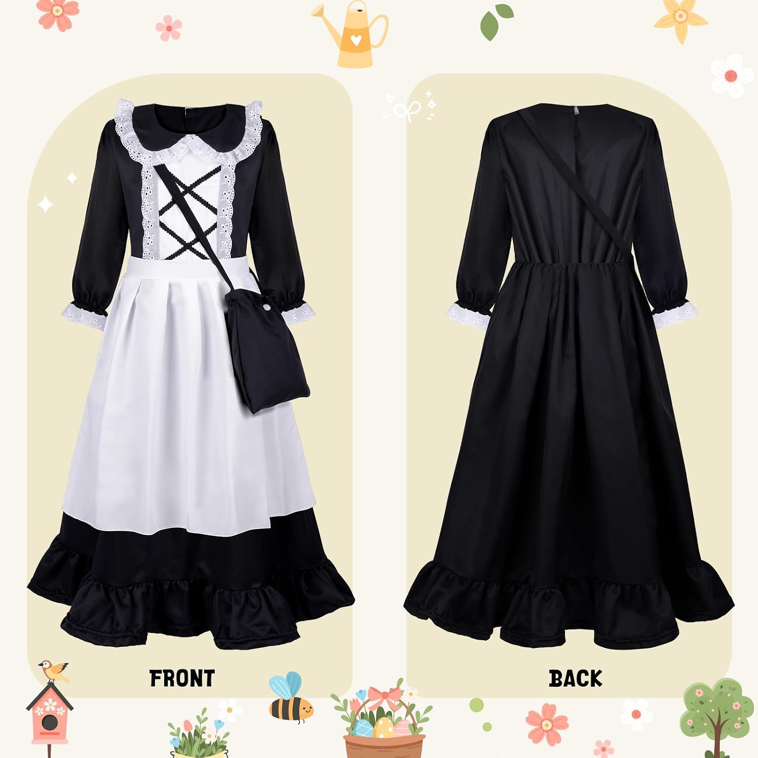 Detalle 2 de MELAND Victorian Costume Girl for Ages 5-13