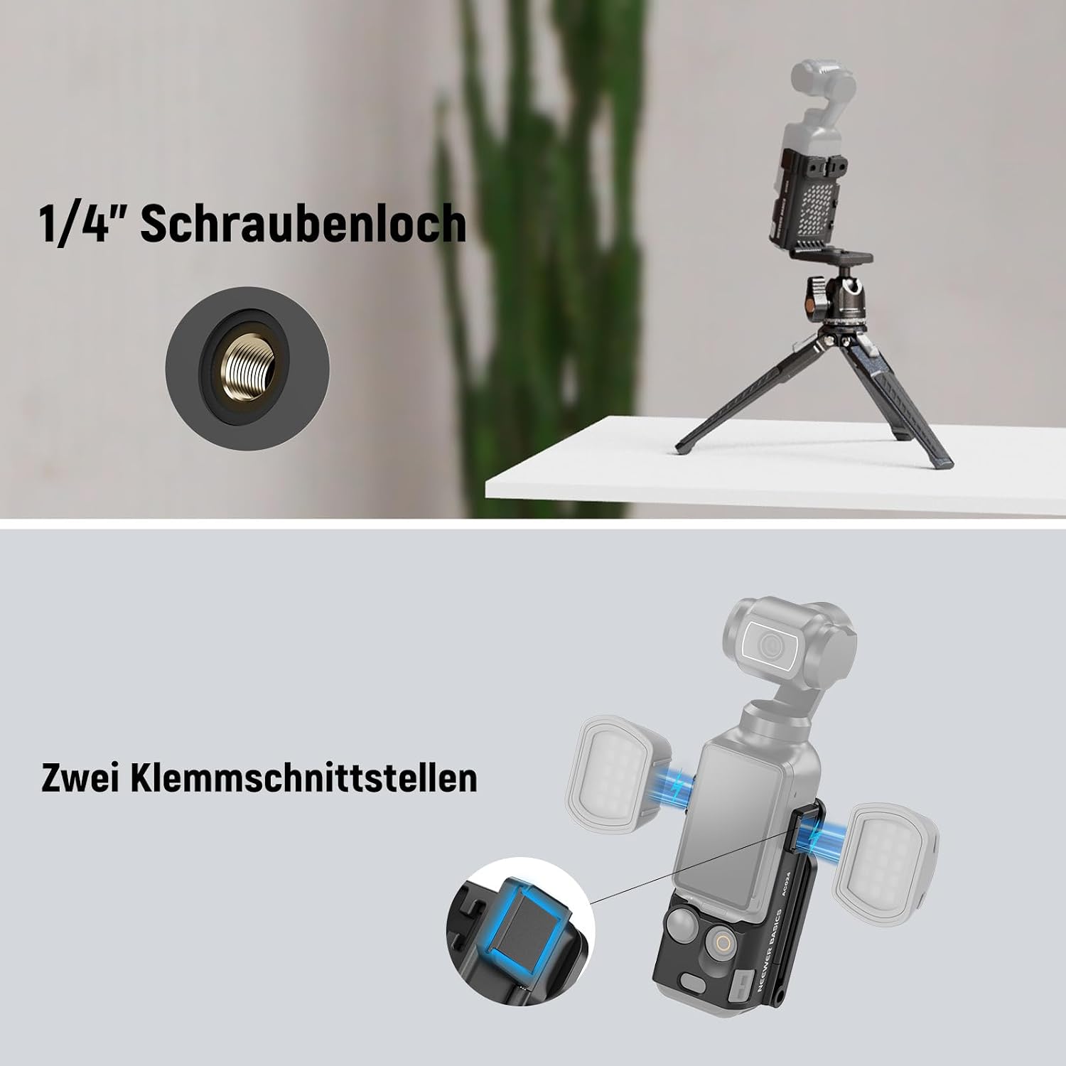 Detalle de NEEWER Basics AC024 Magnetische Halterung für DJI Osmo Pocket 3 – kompakt, flexibel und zuverlässig