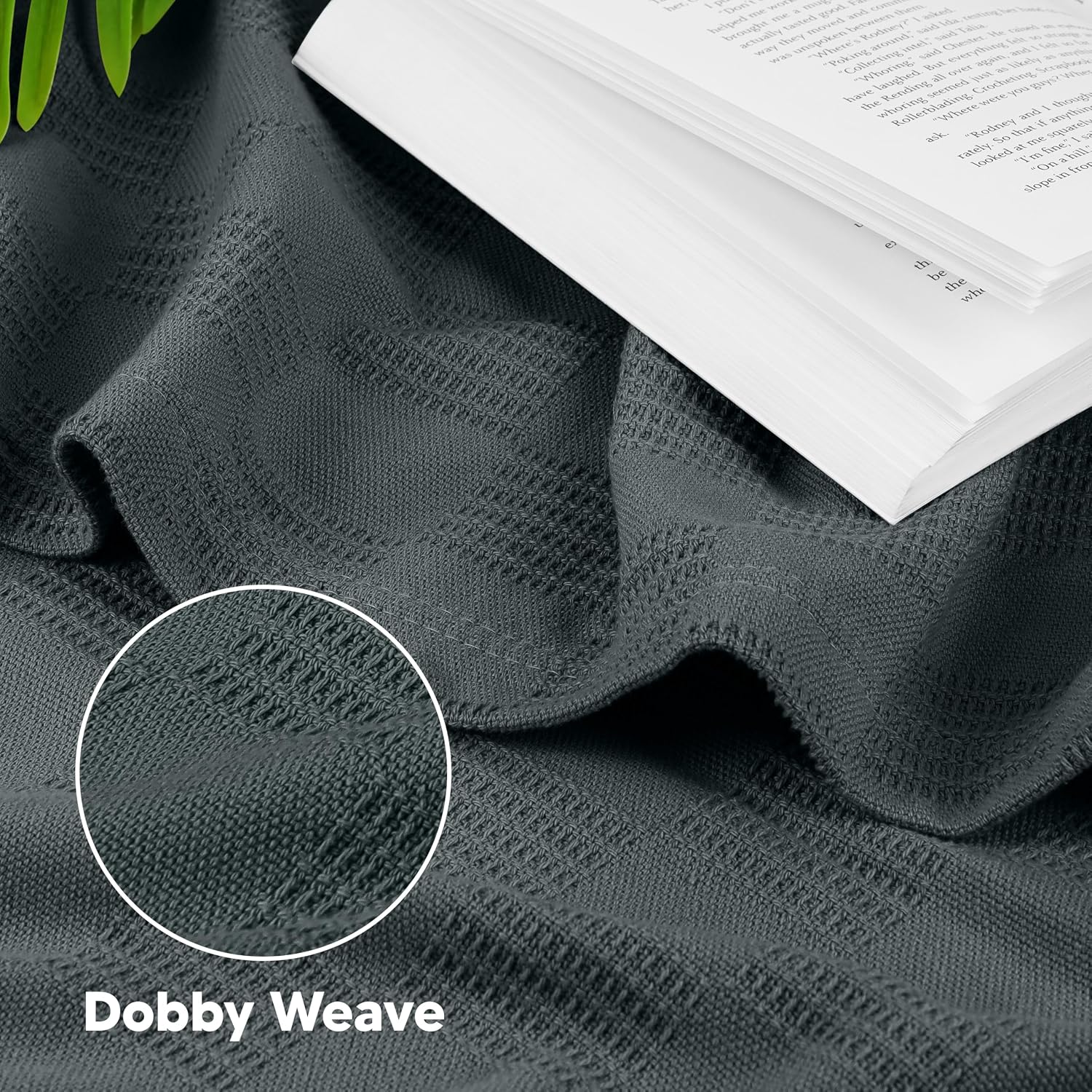 Detalle 2 de Utopia Bedding 100% Cotton Thermal Blanket, Queen, Smoke Gray, Dobby Weave