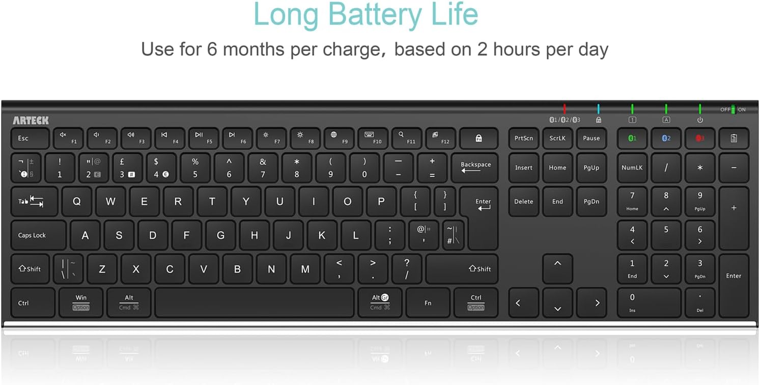 Detalle 2 de Arteck Universal Bluetooth Keyboard, 3-device UK