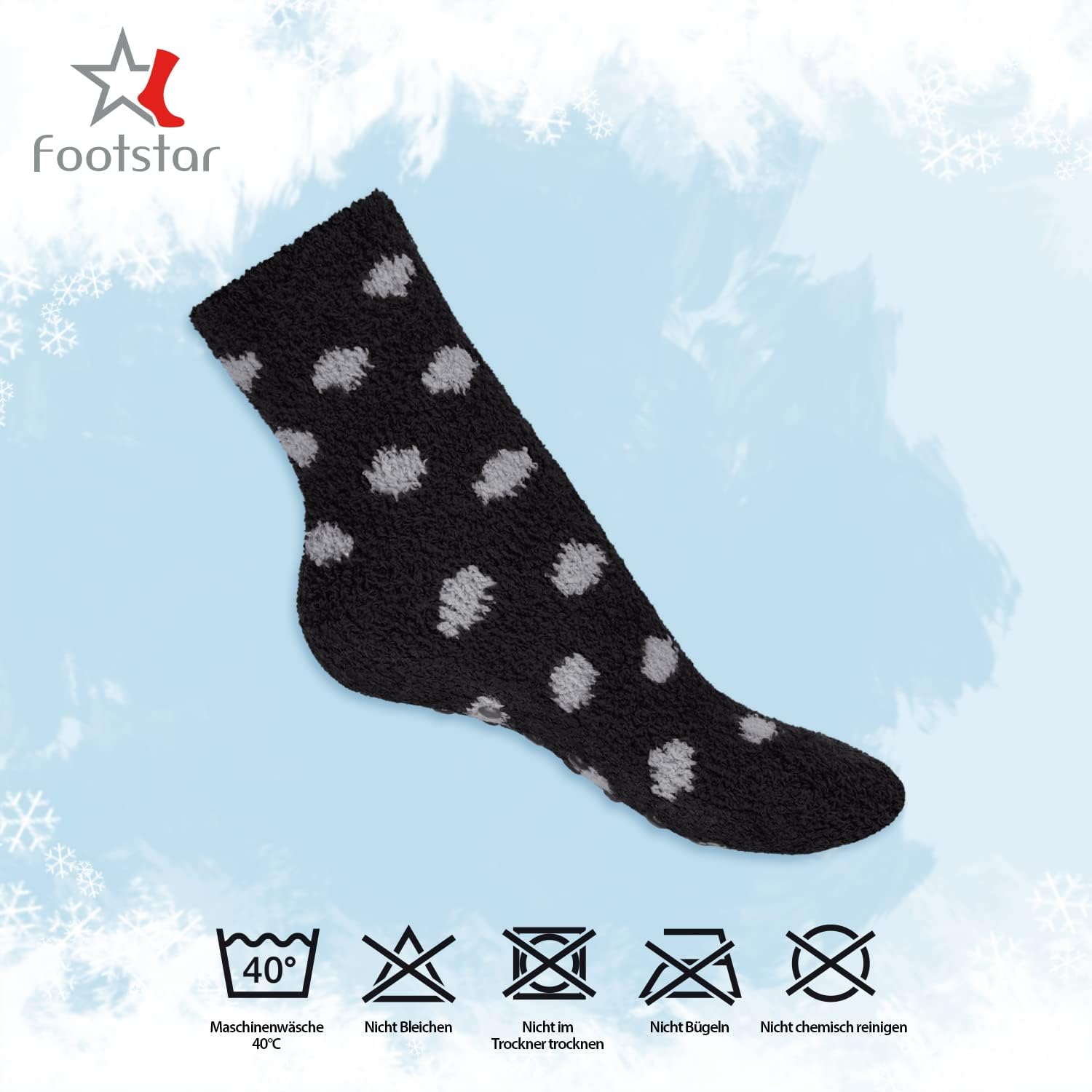 Detalle de Footstar Plush Socks for Women and Men, 6 Pairs with Soft or ABS Sole