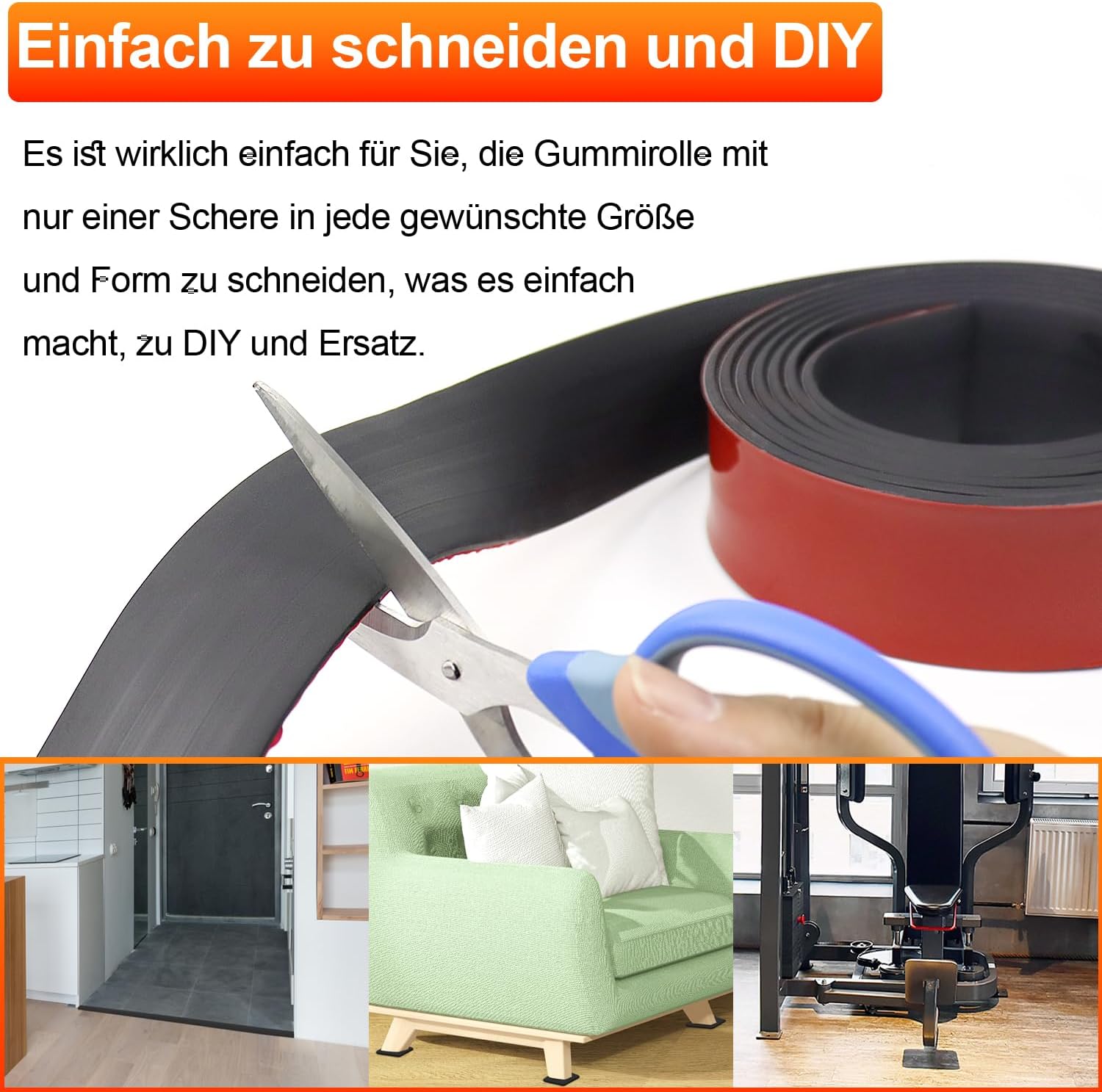 Detalle de Vefhby Gummistreifen Selbstklebend – Vollgummi Neoprenmatte 25 mm x 3 mm x 3 m