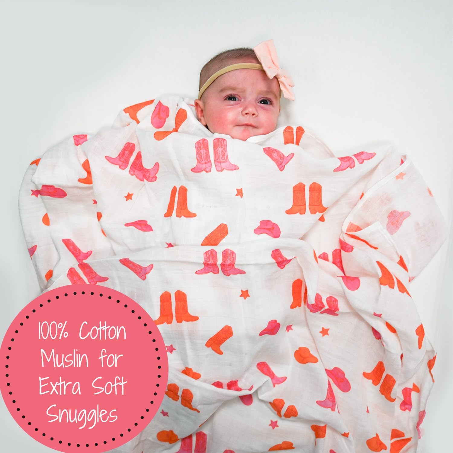 Detalle de LollyBanks Muslin Swaddle Blanket, 47 x 47 in