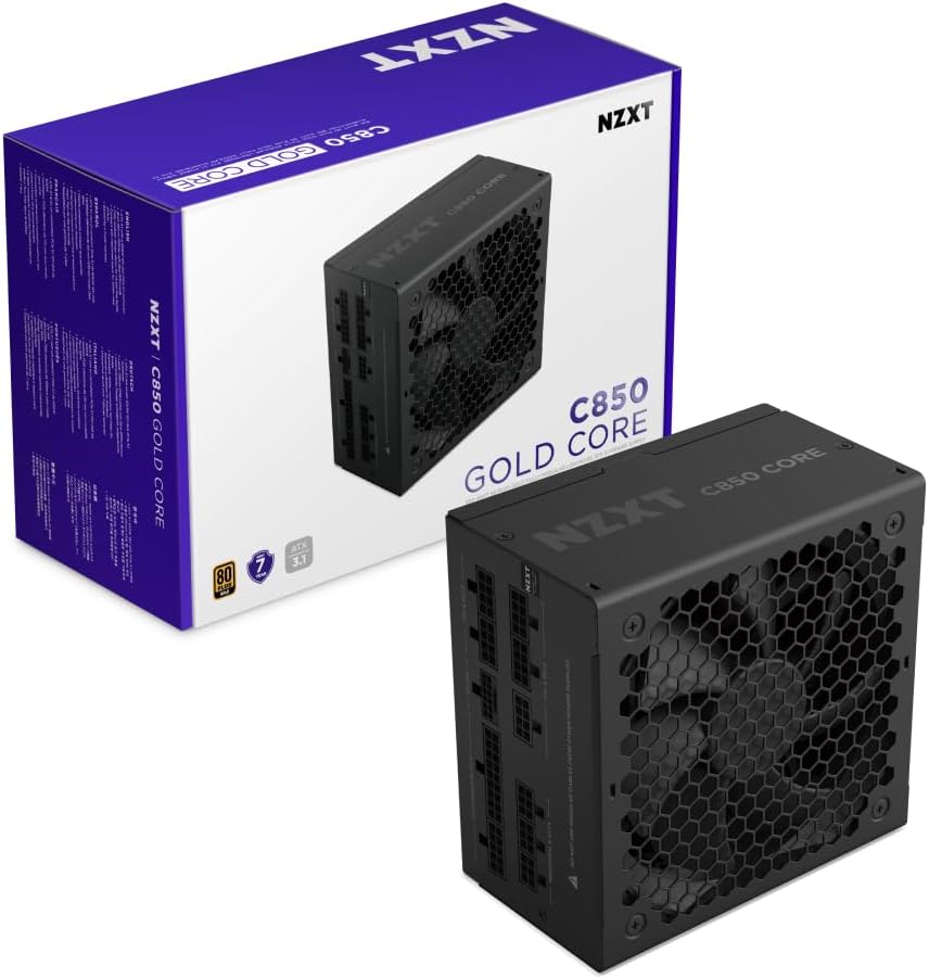NZXT C850 Gold Core 850W ATX 3.1 Power Supply (Cybenetics Platinum, Fully Modular, PCIe 5.1 12V-2x6)