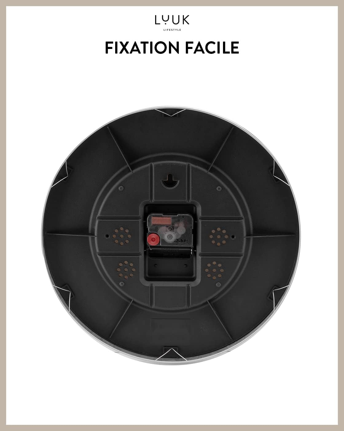 Thumbnail 6 de LUUK LIFESTYLE Horloge murale silencieuse moderne avec trotteuse (31 cm) — Blanc et argent