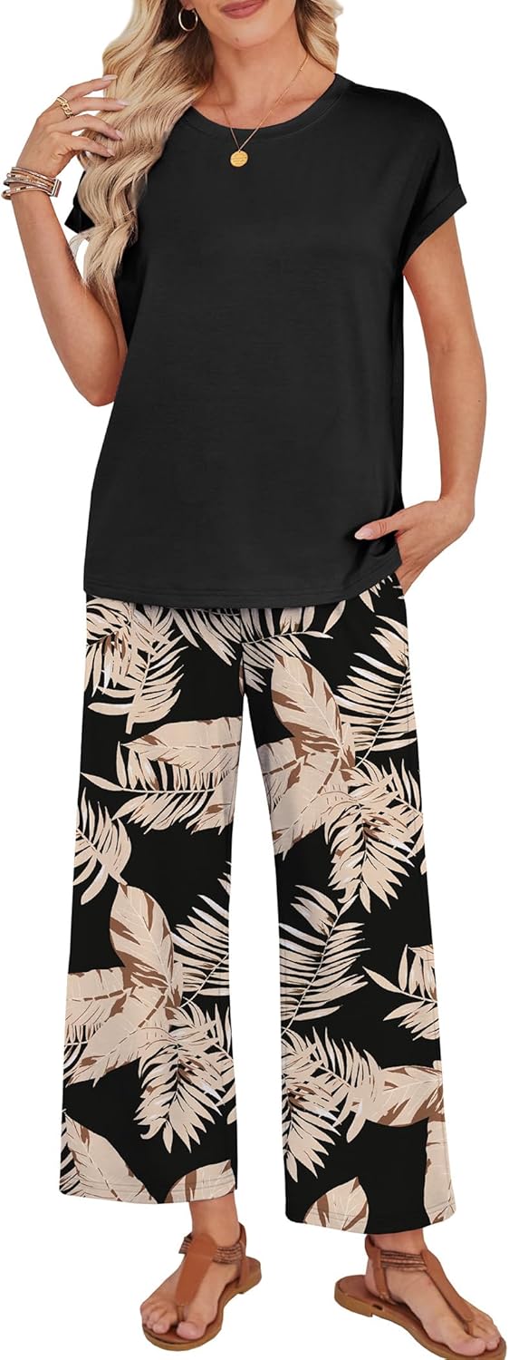 Detalle de WIHOLL Two Piece Sets for Women – Flowy Spring/Summer Lounge & Travel Set