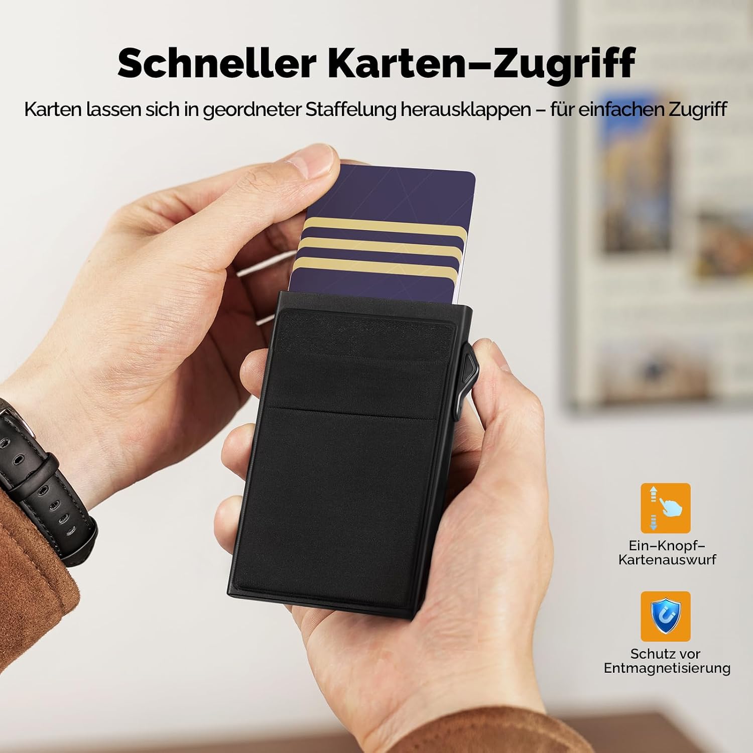 Detalle 1 de YESIIW Kartenetui Slim Wallet mit Münzfach und RFID/NFC-Schutz – kompakt, sicher, praktisch