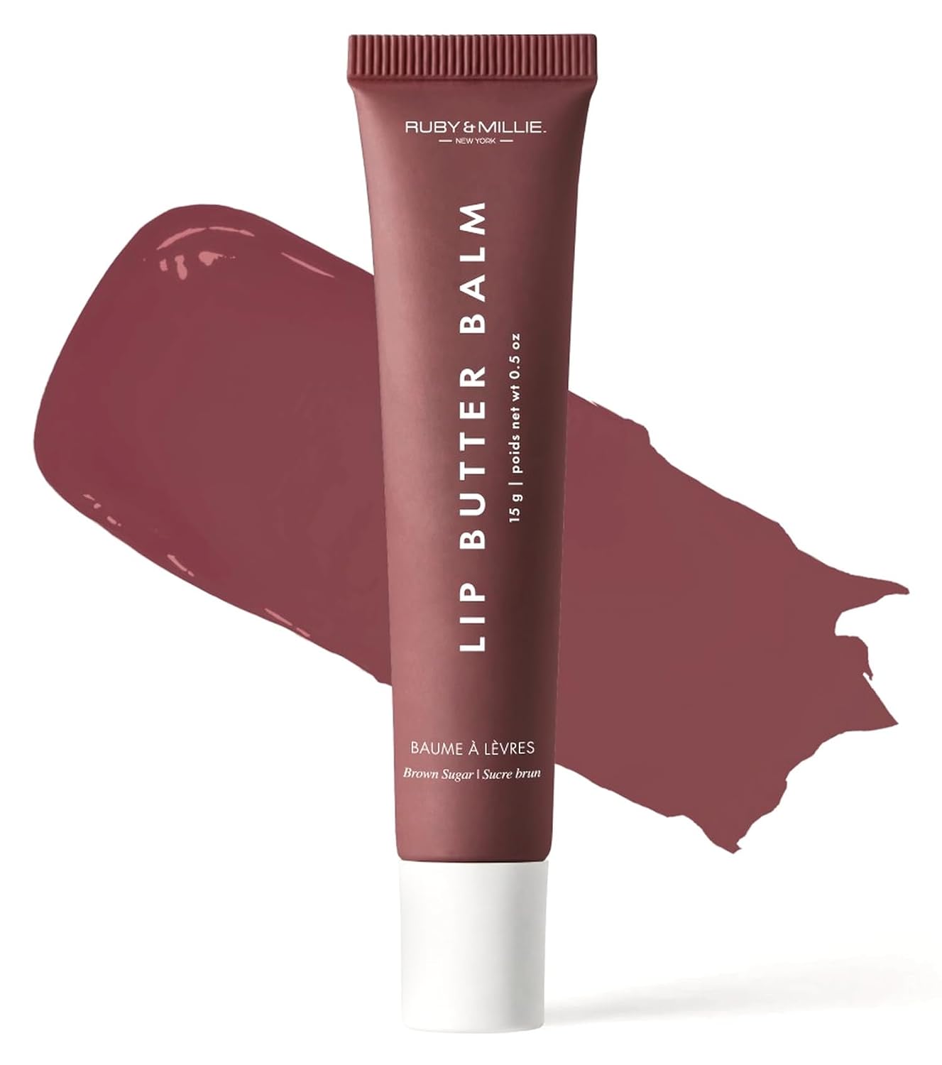 Detalle de Ruby & Millie Brown Sugar Tinted Lip Balm, 0.5 oz Vegan Lip Butter