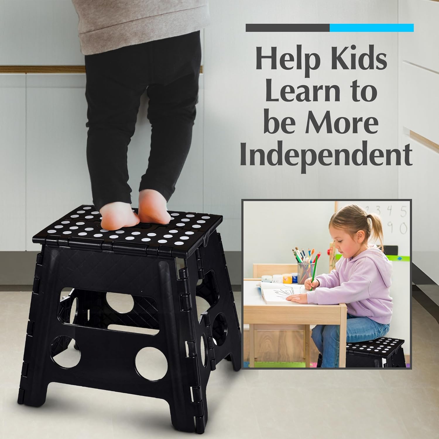 Detalle de Handy Laundry Folding Lightweight Step Stool (Black, 13 inch) — 300 lb capacity