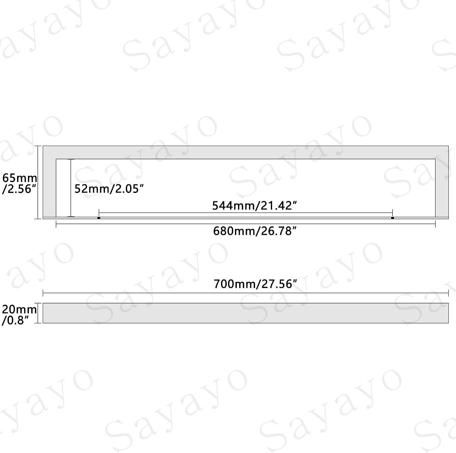 Detalle 2 de Sayayo Black Towel Rail Wall Mounted 70cm – SUS304 Stainless Steel, Matte Black