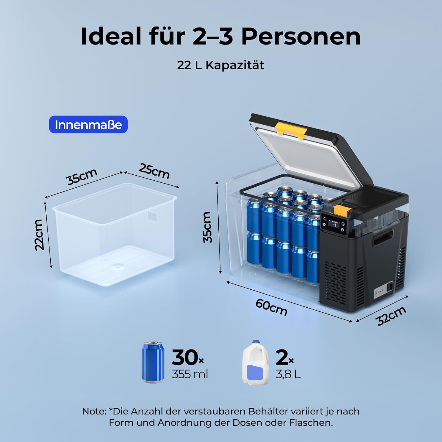 Thumbnail 6 de BougeRV CRX3 Kompressor Kühlbox 22L – Akku-Kühlbox mit App-Steuerung für Auto, Camping und Outdoor