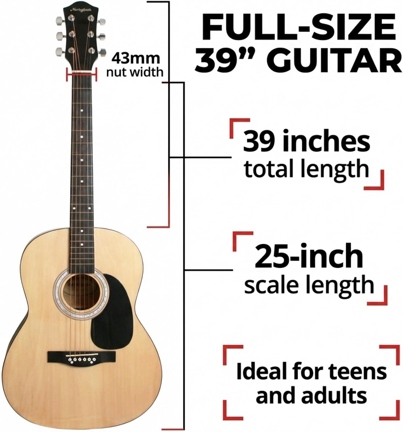 Thumbnail 6 de Martin Smith Full Size Acoustic Guitar Starter Kit with Stand & Tuner