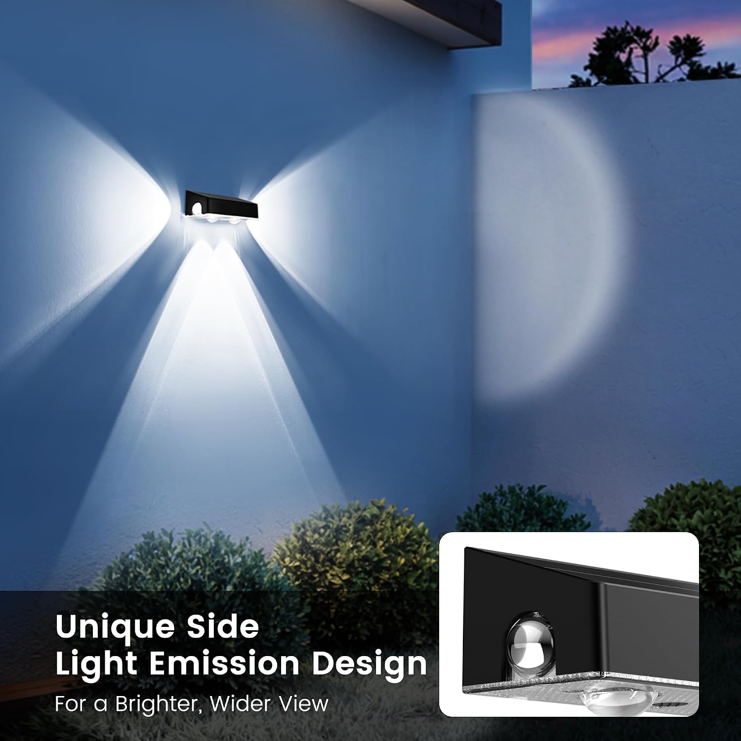 Detalle 2 de ESUNYD 10541 Solar Fence Lights, 6-Pack RGB Waterproof Wall-Mount LEDs