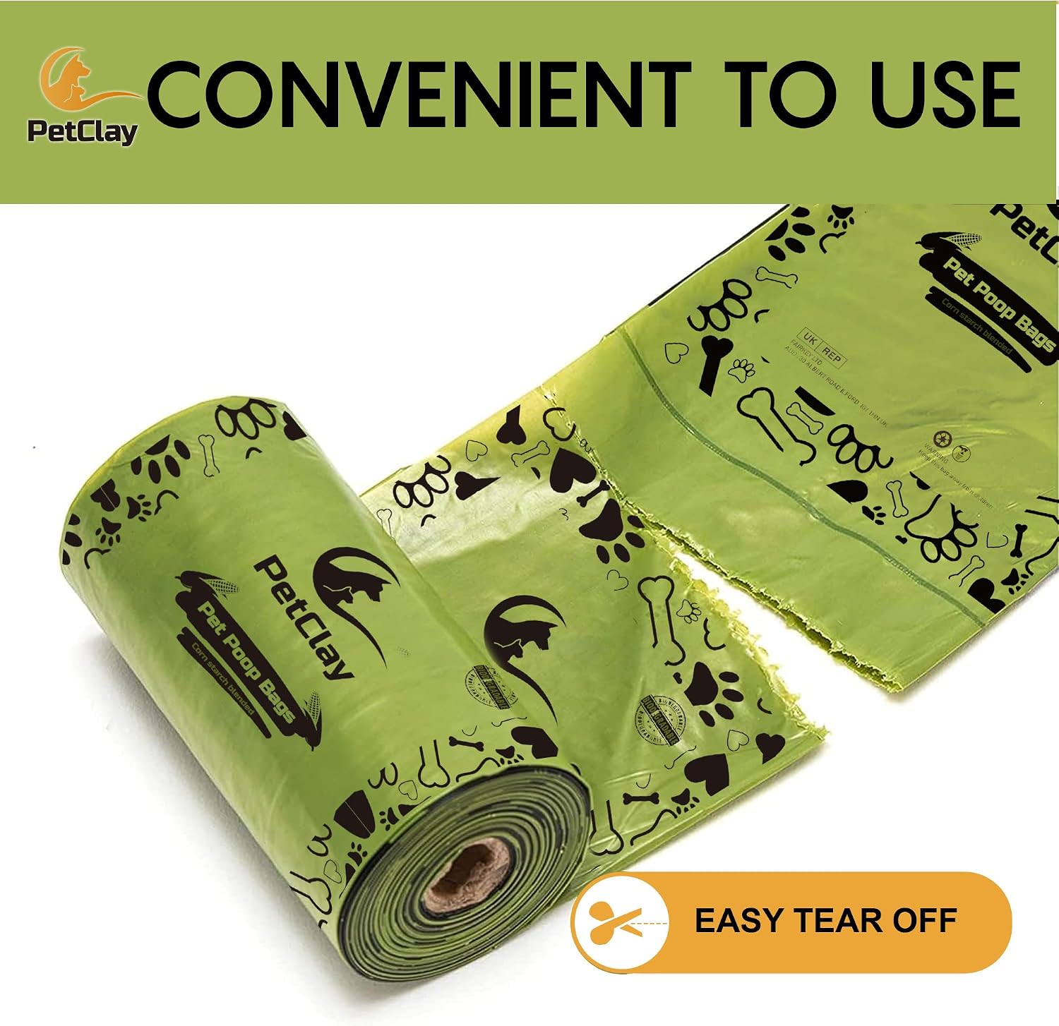 Detalle de Petclay Poo Bags 225 biodegradable dog waste bags