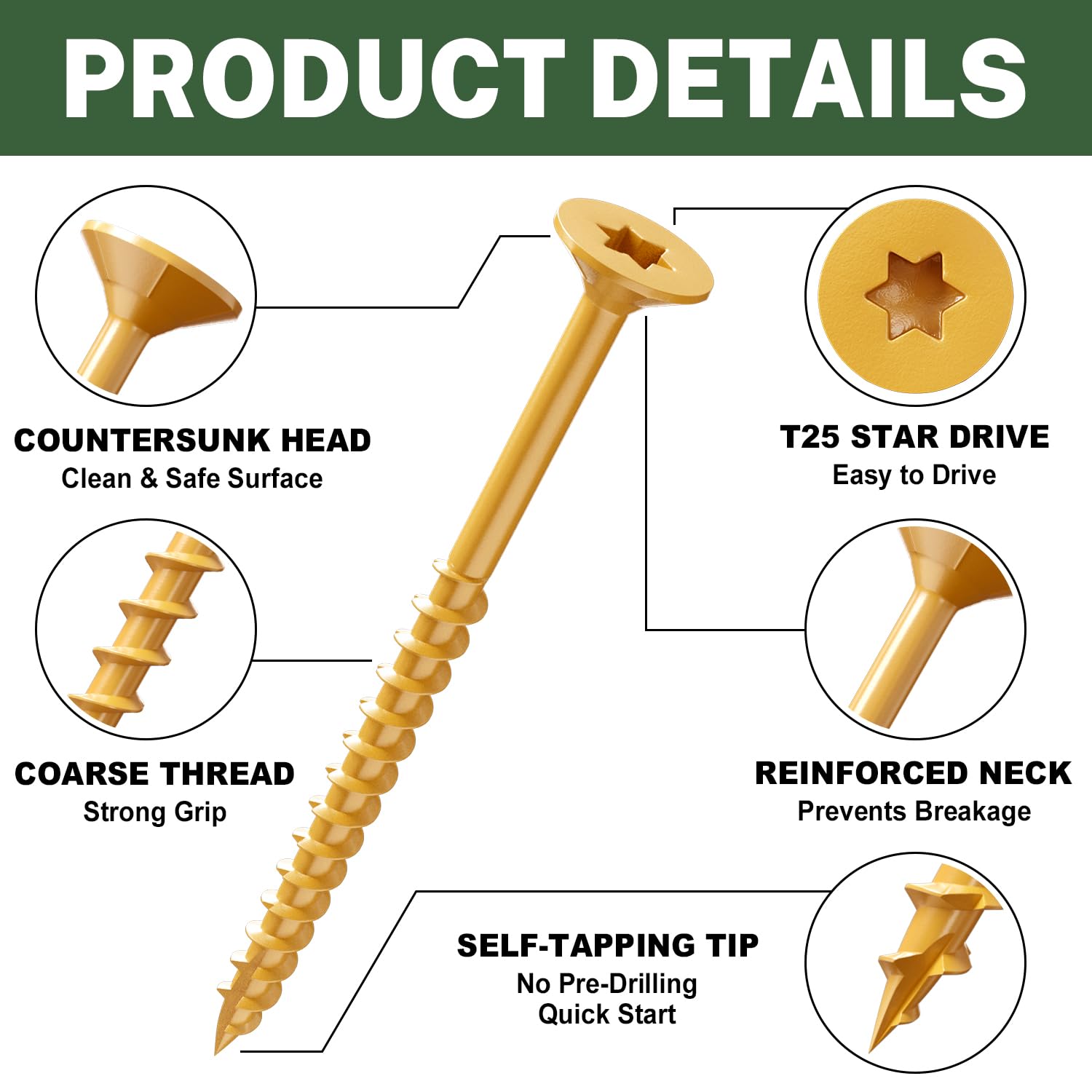 Thumbnail 2 de LIONMAX #10 x 3-Inch Deck Screws, 300-Pack, Tan, Torx Drive