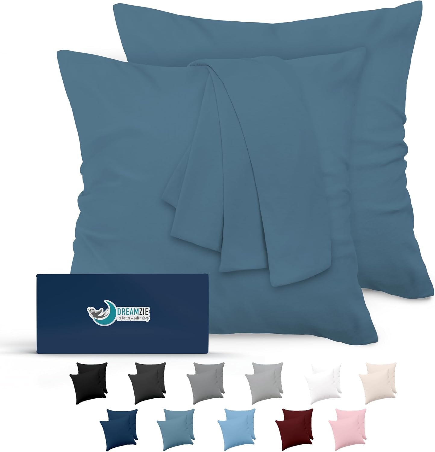 Detalle de Dreamzie Taie Oreiller 60x60 Lot de 2 Bleu Clair