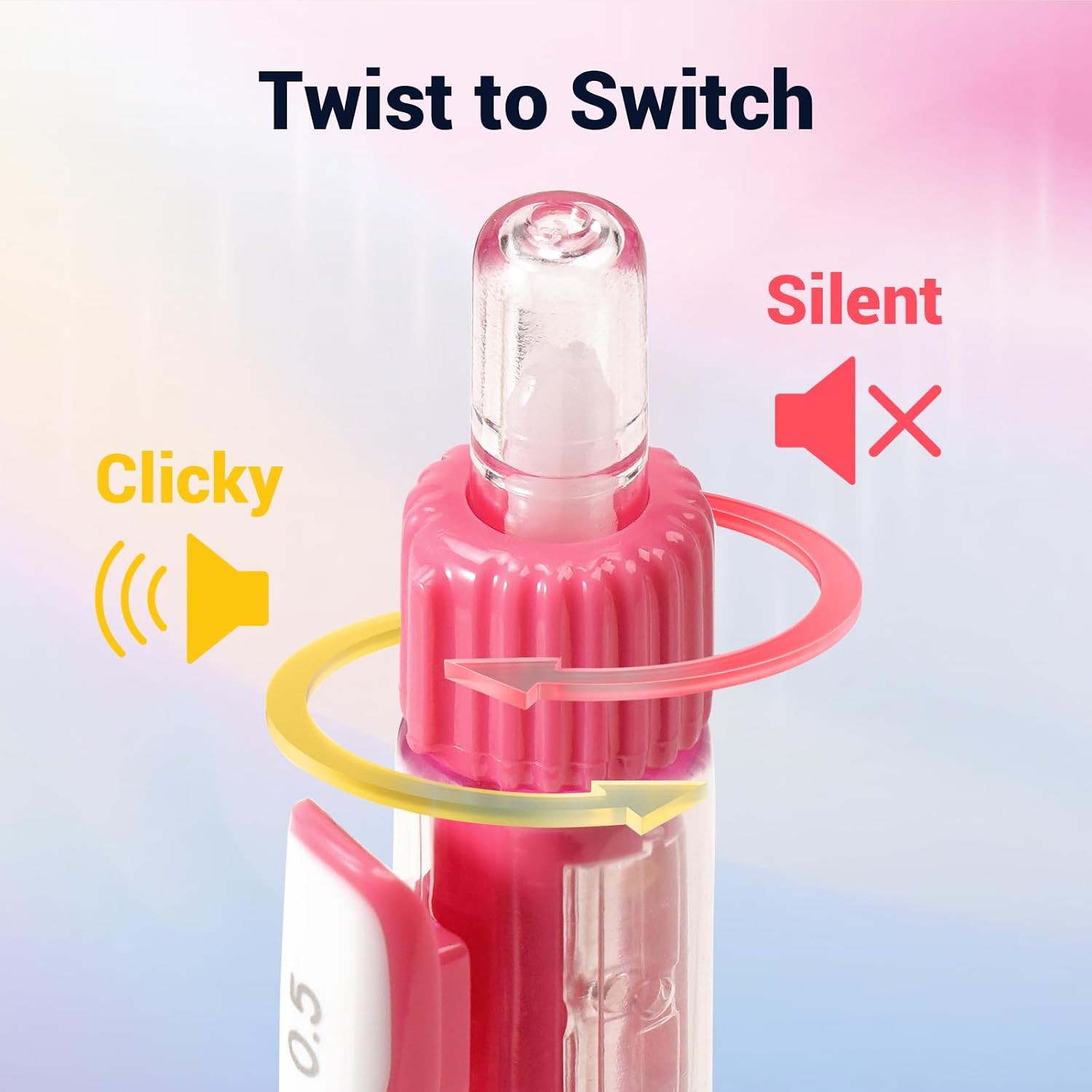 Detalle 2 de WRITECH ノック式ゲルインクペン 0.5mm ブラック、静音切替・ソフトグリップ 10本入り