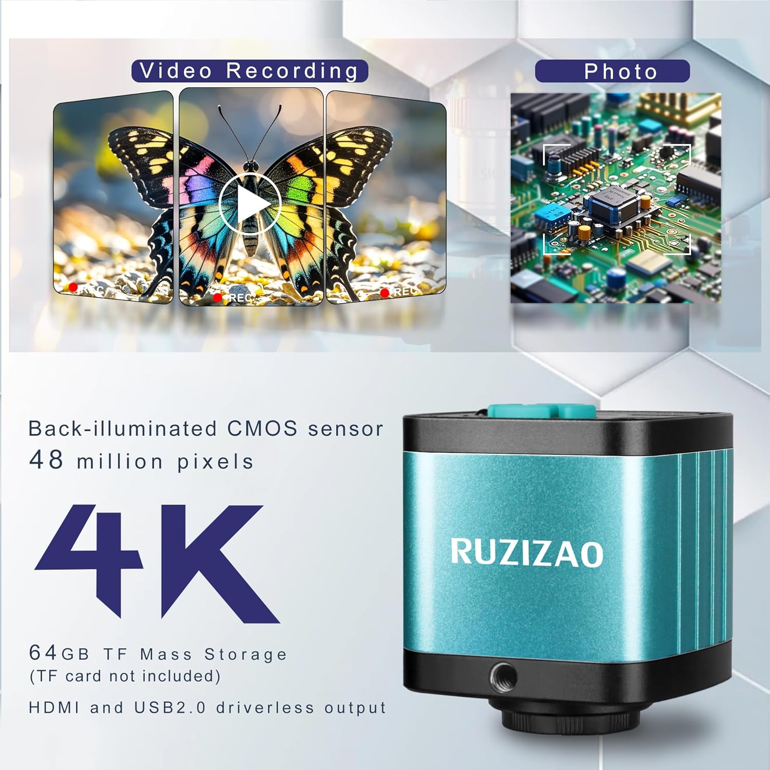 Detalle 2 de RUZIZAO Digital Mikroskop 48 Megapixel mit HDMI