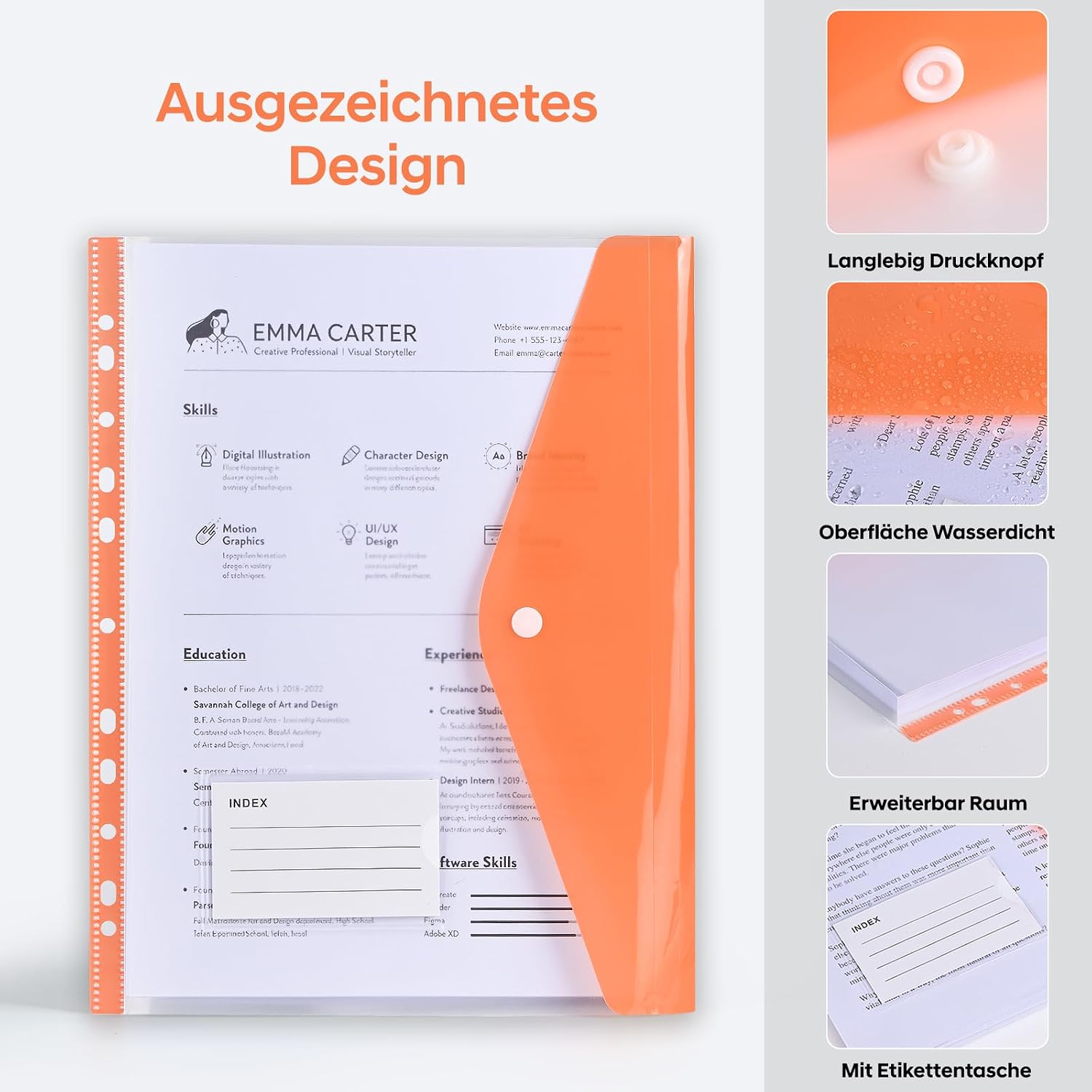 Detalle 1 de HAMOHTE Dokumententasche A4 Abheftbar