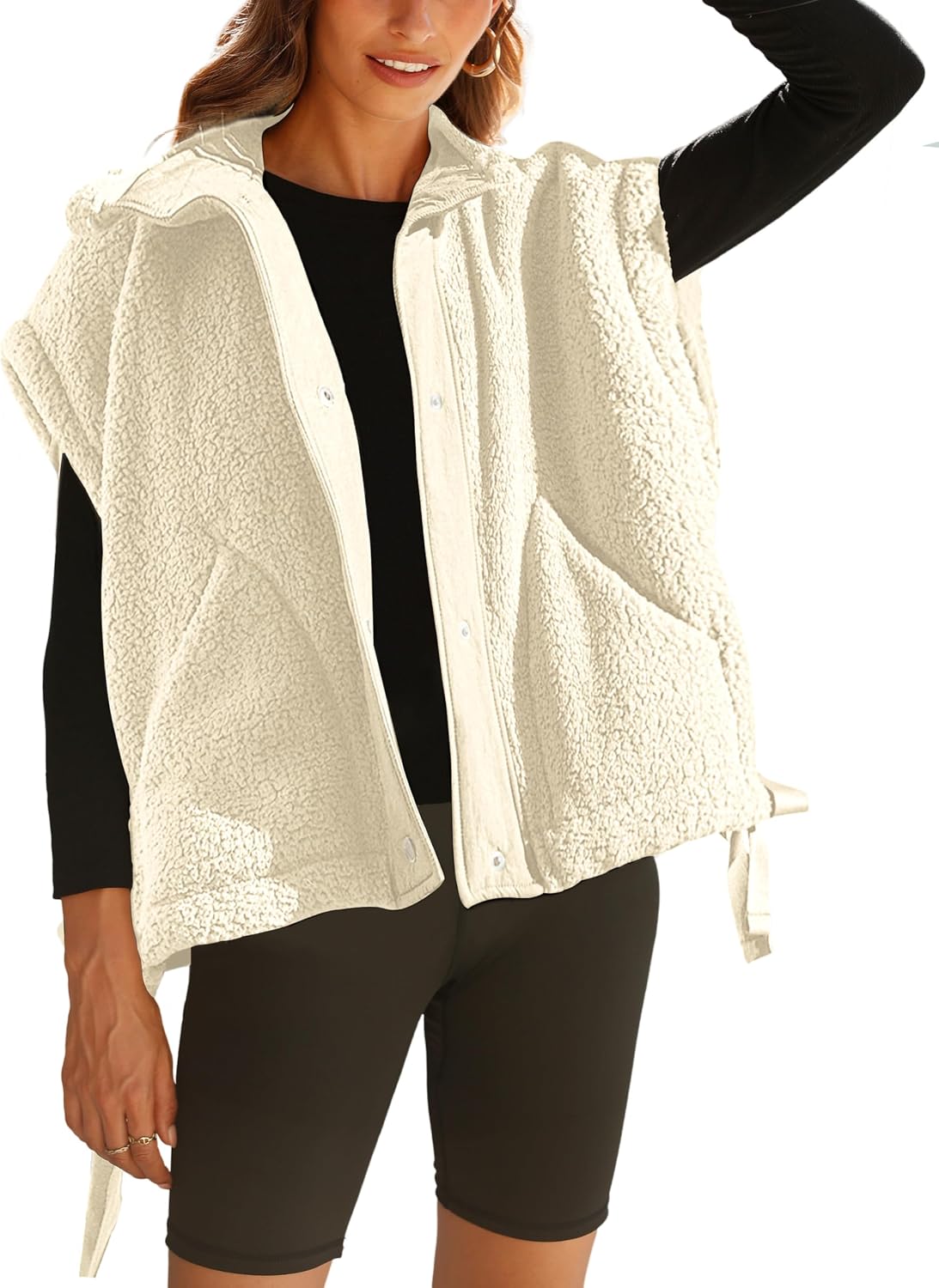 Detalle de RIATOUR Women's Sherpa Fleece Vest, Oversized