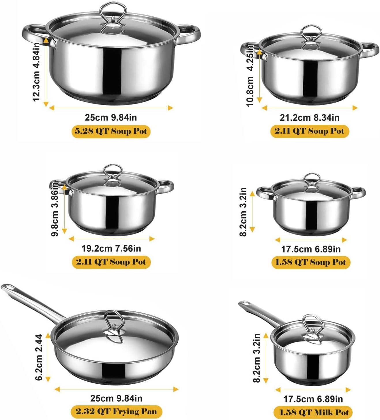 Detalle 2 de Colourcoco Stainless Steel Cookware Set 12-Piece