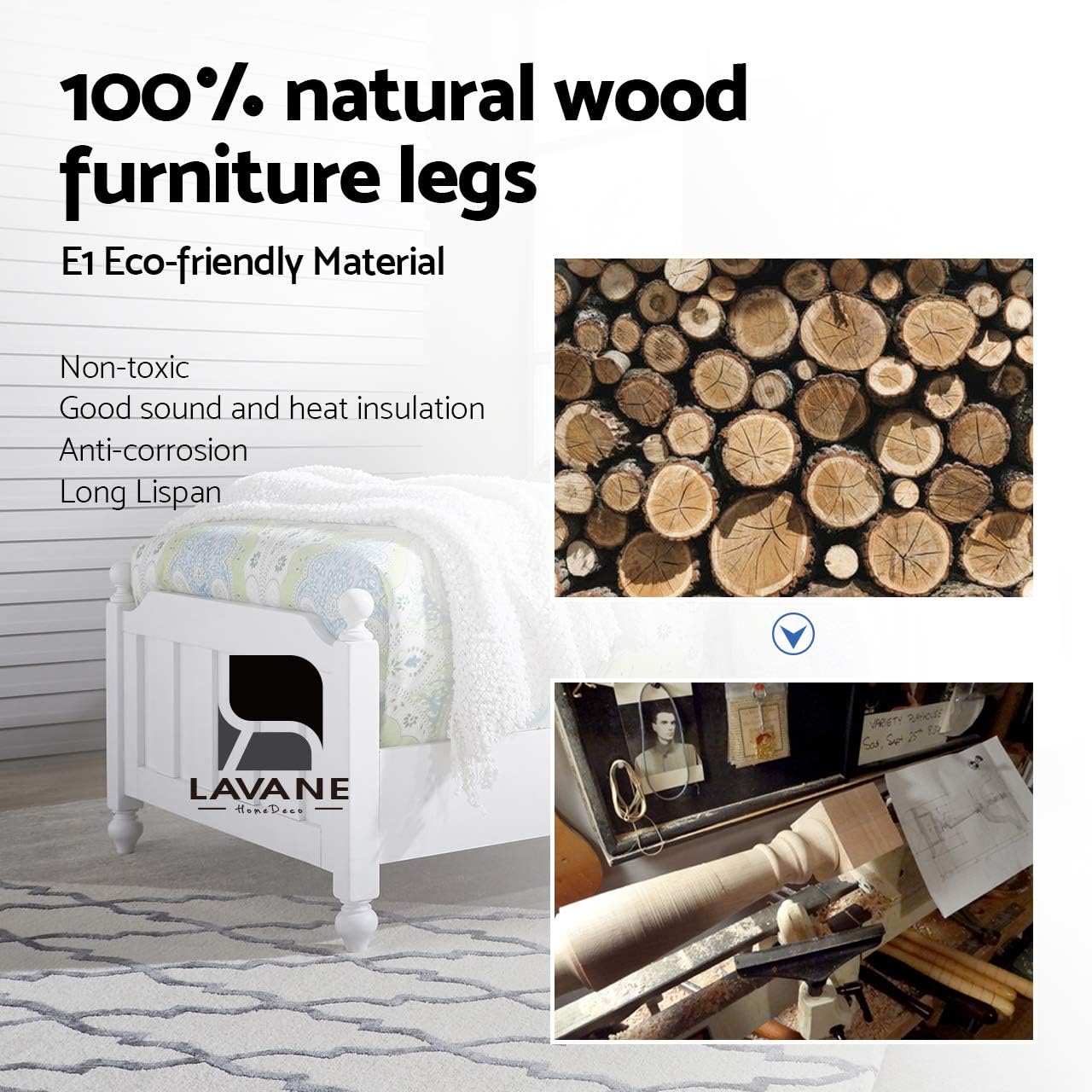 Thumbnail 2 de La Vane 4 inch Wooden Furniture Legs 4PCS