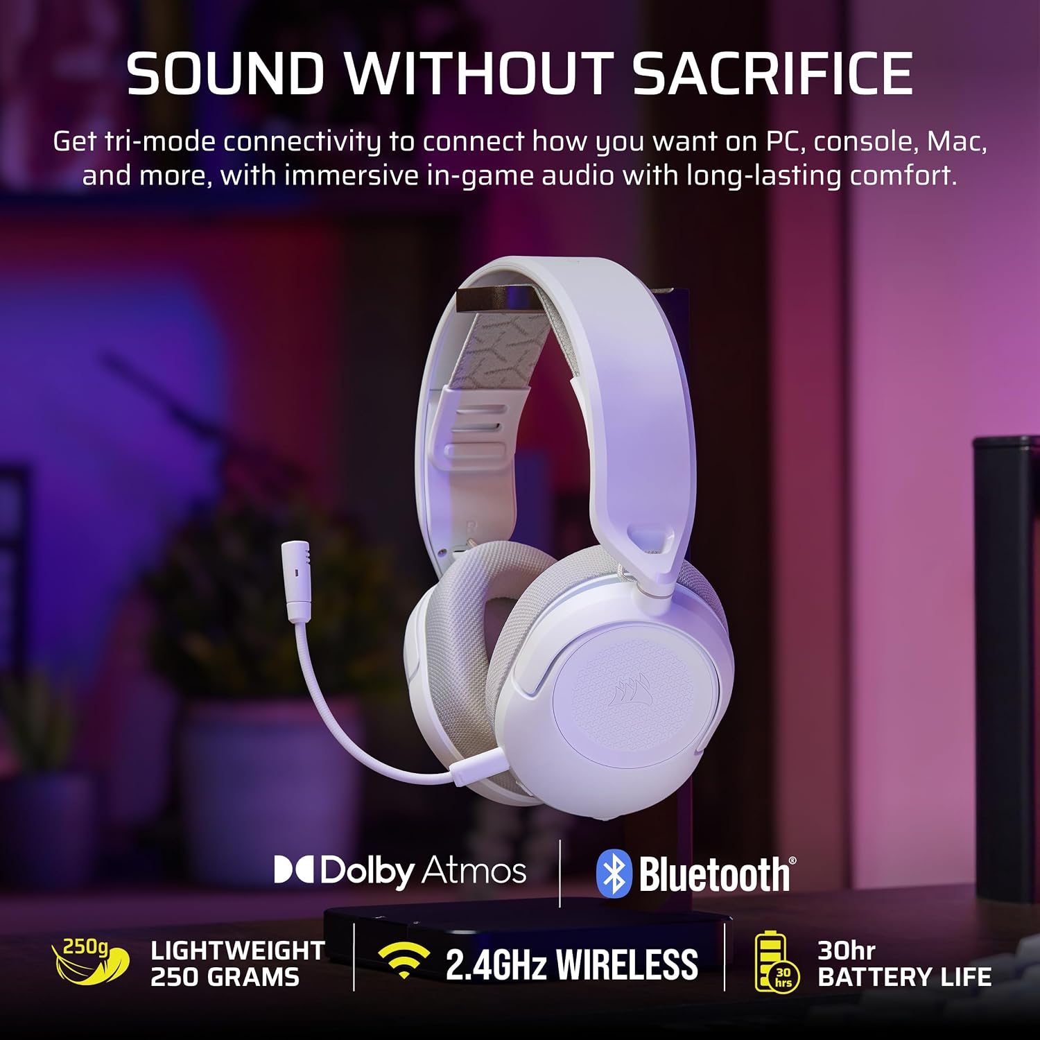 Detalle 2 de CORSAIR Wireless Gaming Headset, White