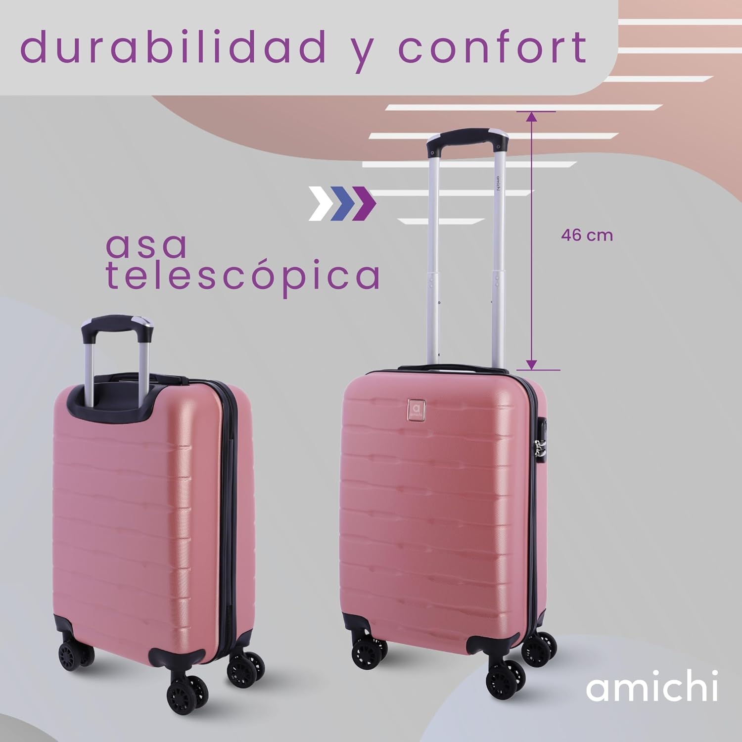 Thumbnail 3 de AMICHI Valises de Voyage Cabine – Trolley 55x40x20 cm, 4 roulettes 360°, cadenas numérique, conforme Ryanair