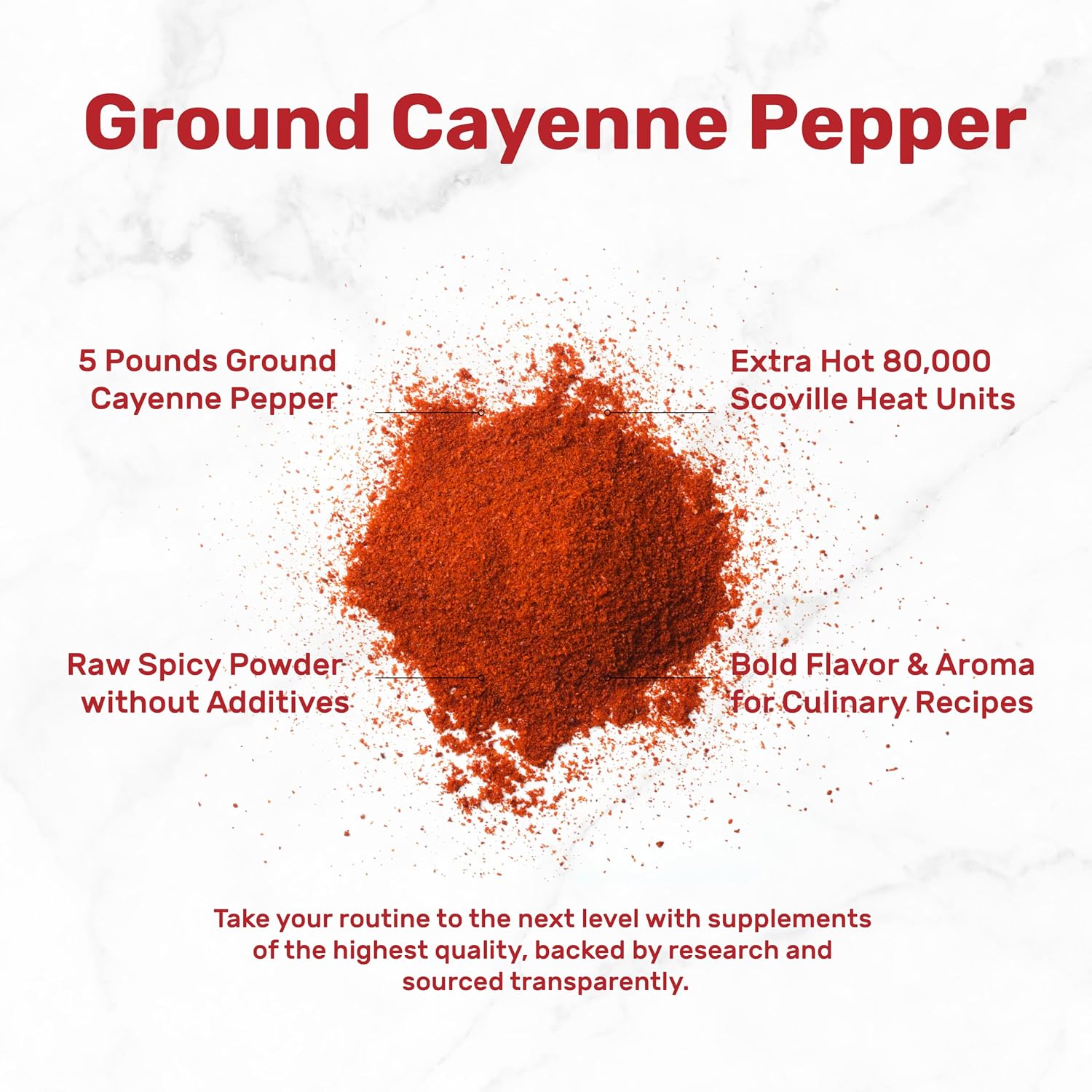 Detalle de DEAL SUPPLEMENT Ground Cayenne Pepper Powder, 5-Pound, 80,000 Heat Units