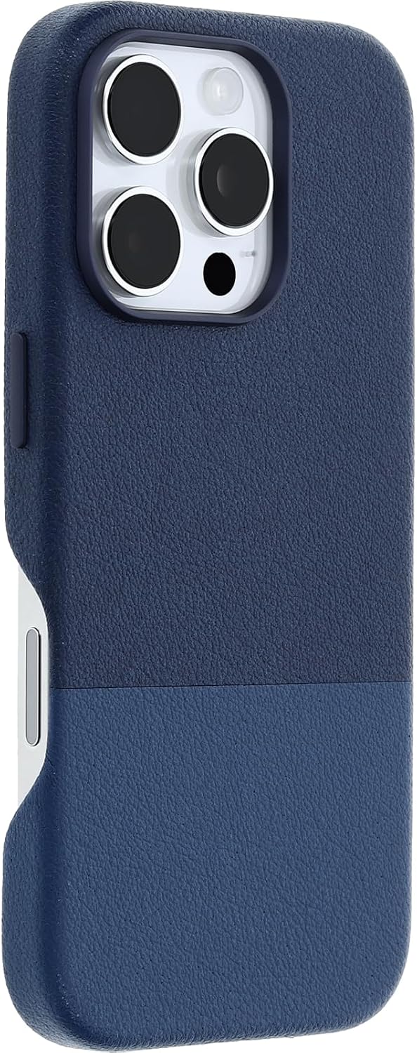 Detalle de OtterBox Leather Alternative Slim MagSafe pour iPhone 16 Pro — Bleu