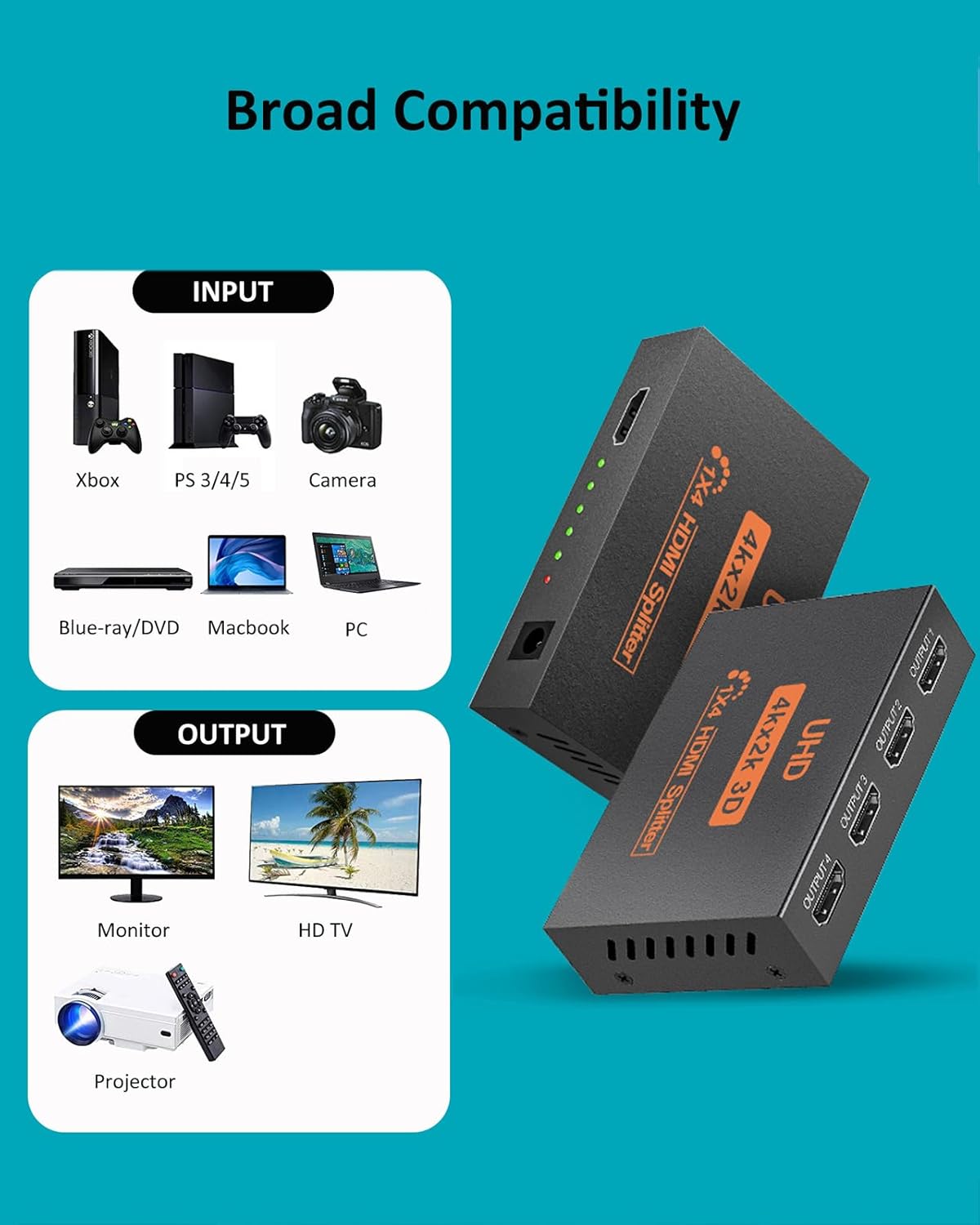 Thumbnail 6 de L’Puluva HDMI Splitter 1 in 4 out (4K) — Duplicate mode for 4 displays