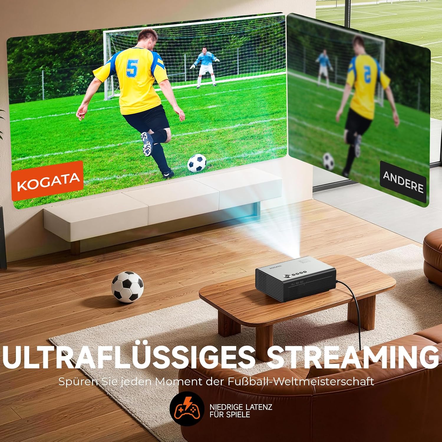 Detalle de 4K Smart Beamer mit VIDAA von KOGATA – Auto-Fokus, AirPlay, HDR10+, WiFi 6, Dolby Audio