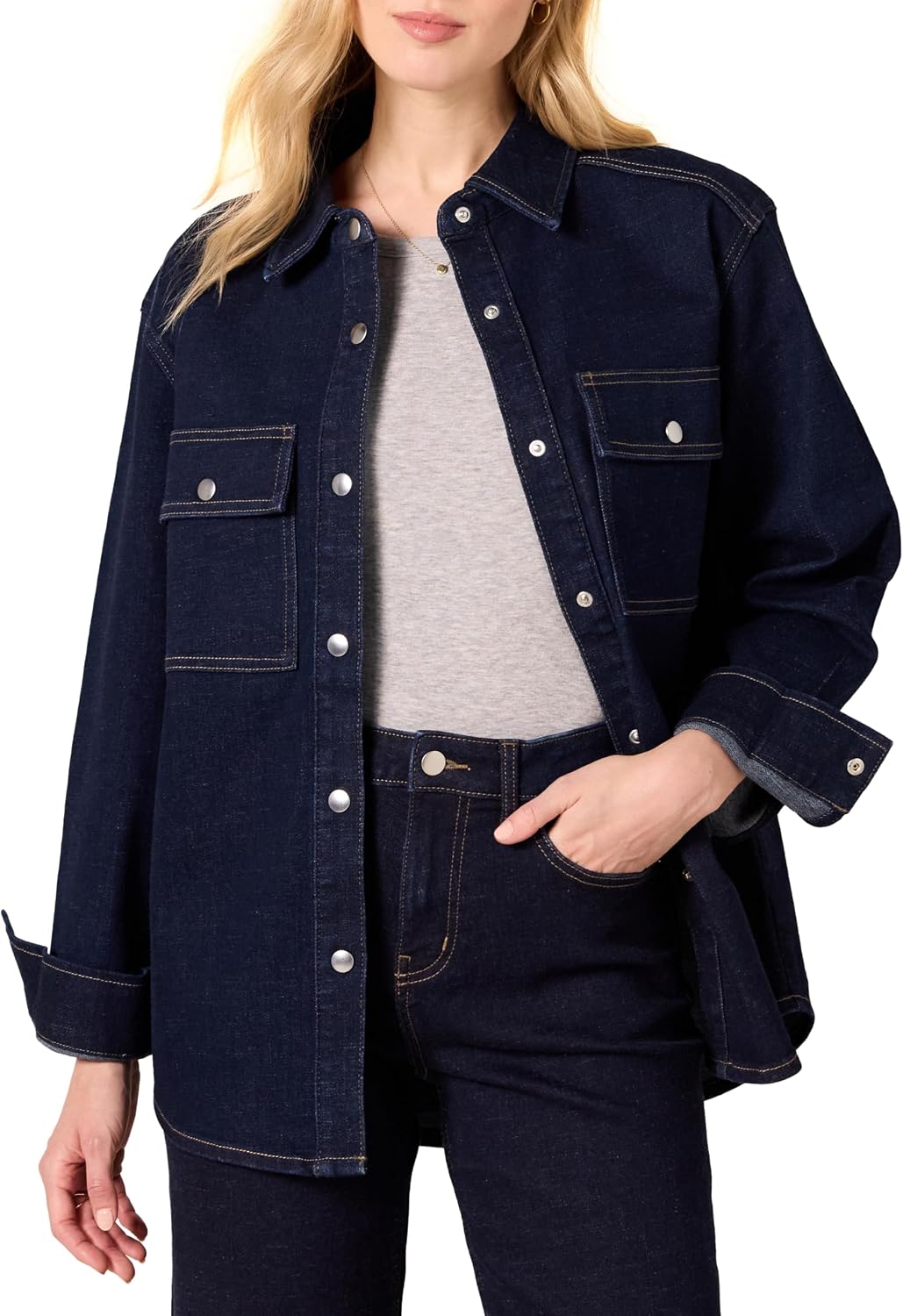 Thumbnail 6 de Amazon Essentials Veste Chemise en Jean Épais Oversize pour Femme