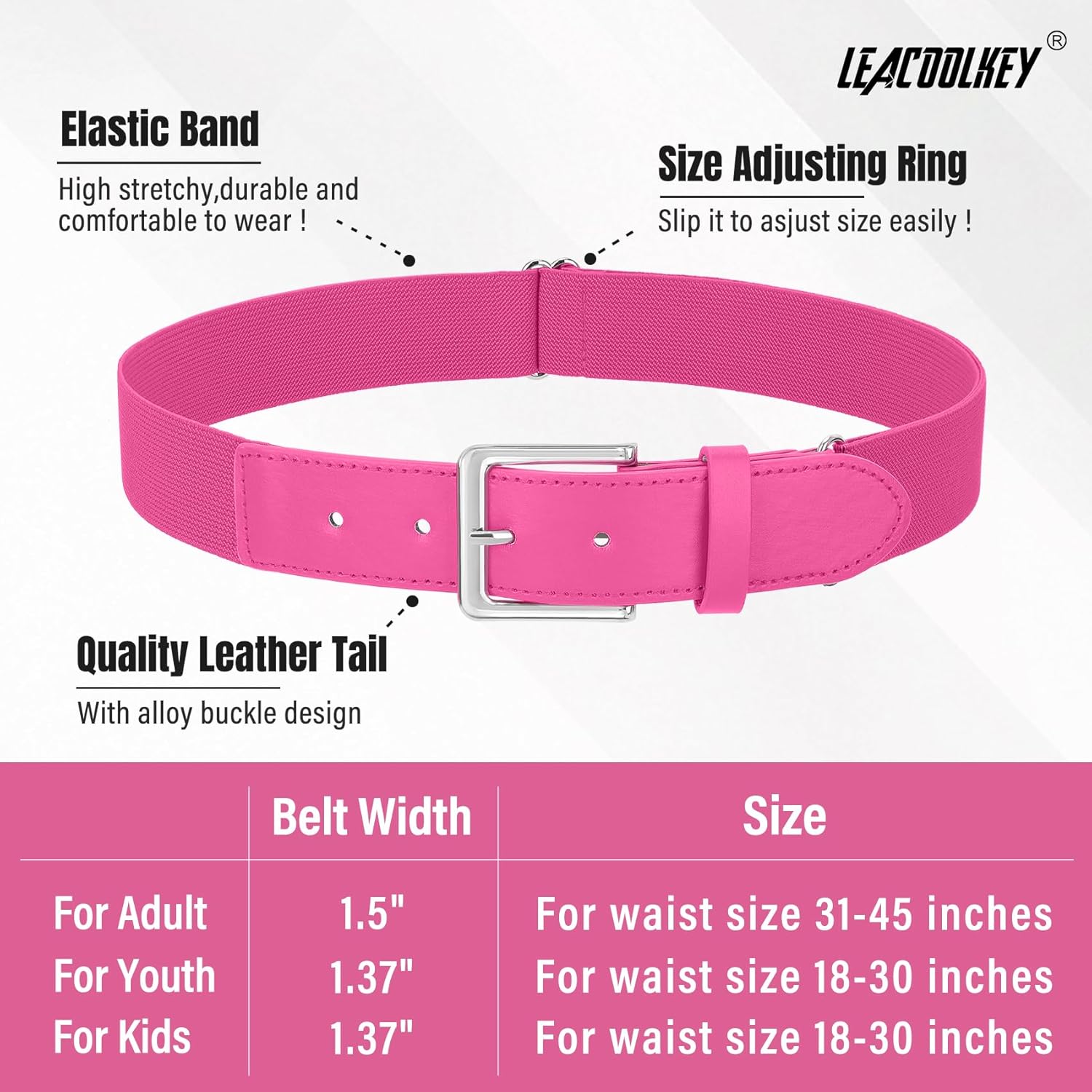 Thumbnail 3 de LEACOOLKEY Baseball Belt and Socks Combo Set (Adjustable Softball Socks + Elastic Belt)