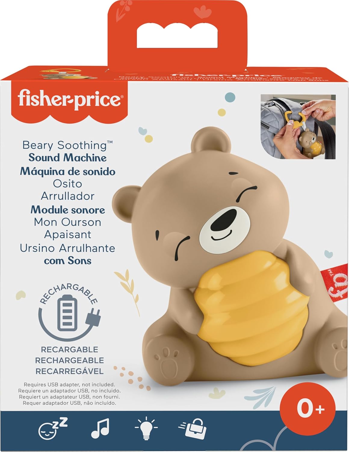 Detalle de Fisher Price Beary Soothing Portable Sound Machine: Gentle bedtime companion for newborns