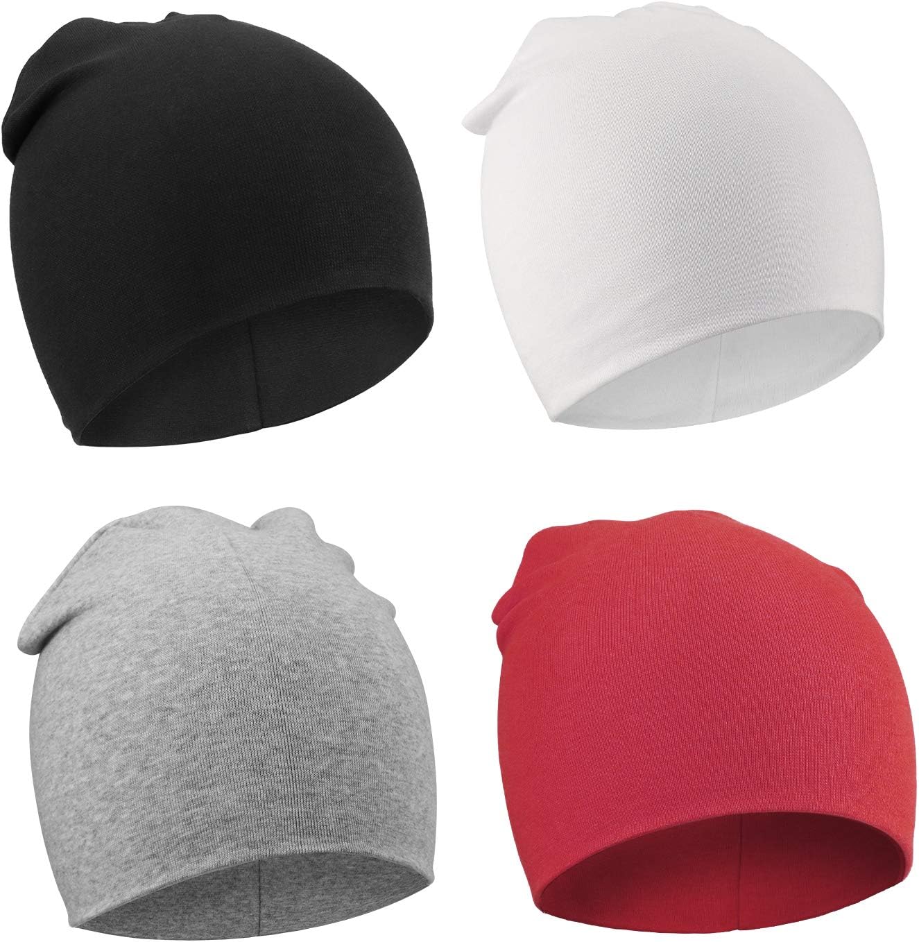 Detalle de DRESHOW 4 Pieces Baby Beanie Knit Hats - Soft Cotton-Poly Blend for Newborn to 24 Months