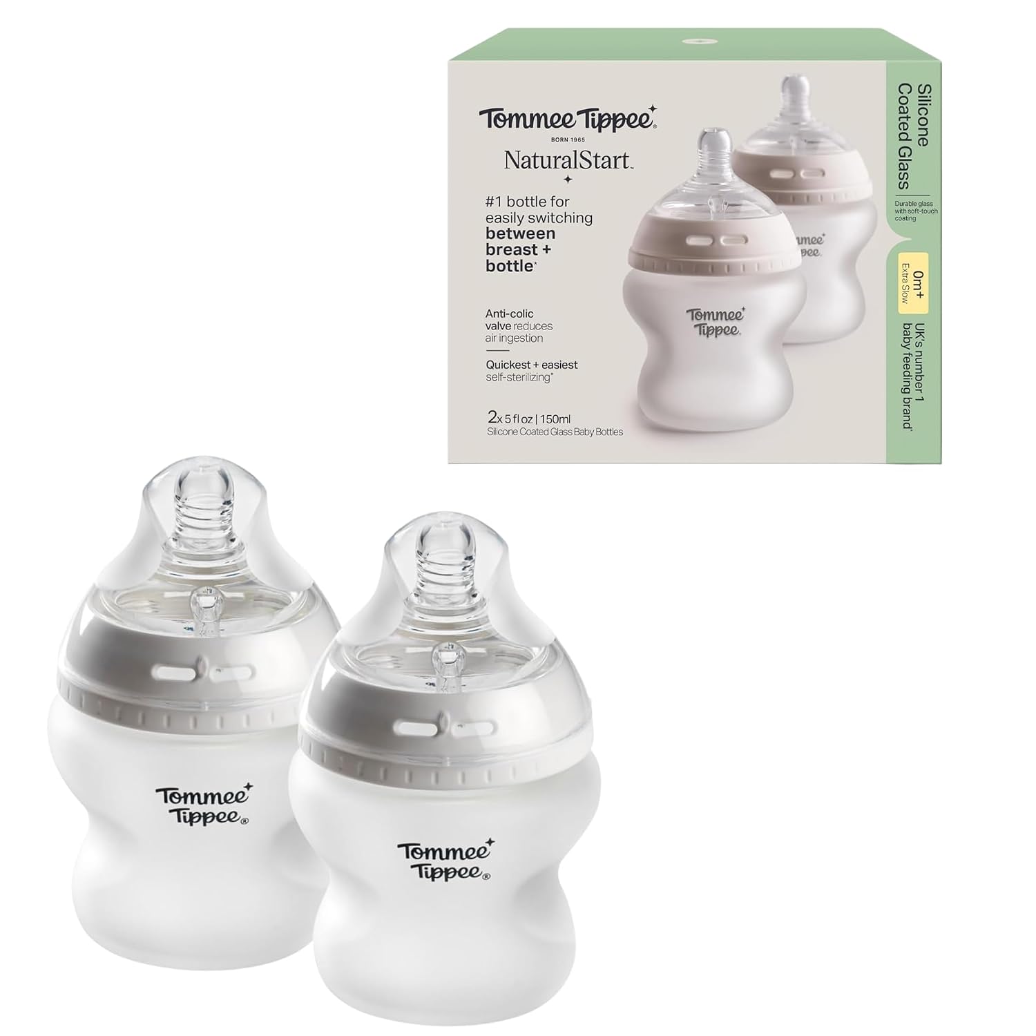 Detalle de Tommee Tippee Glass Baby Bottles, 5 oz