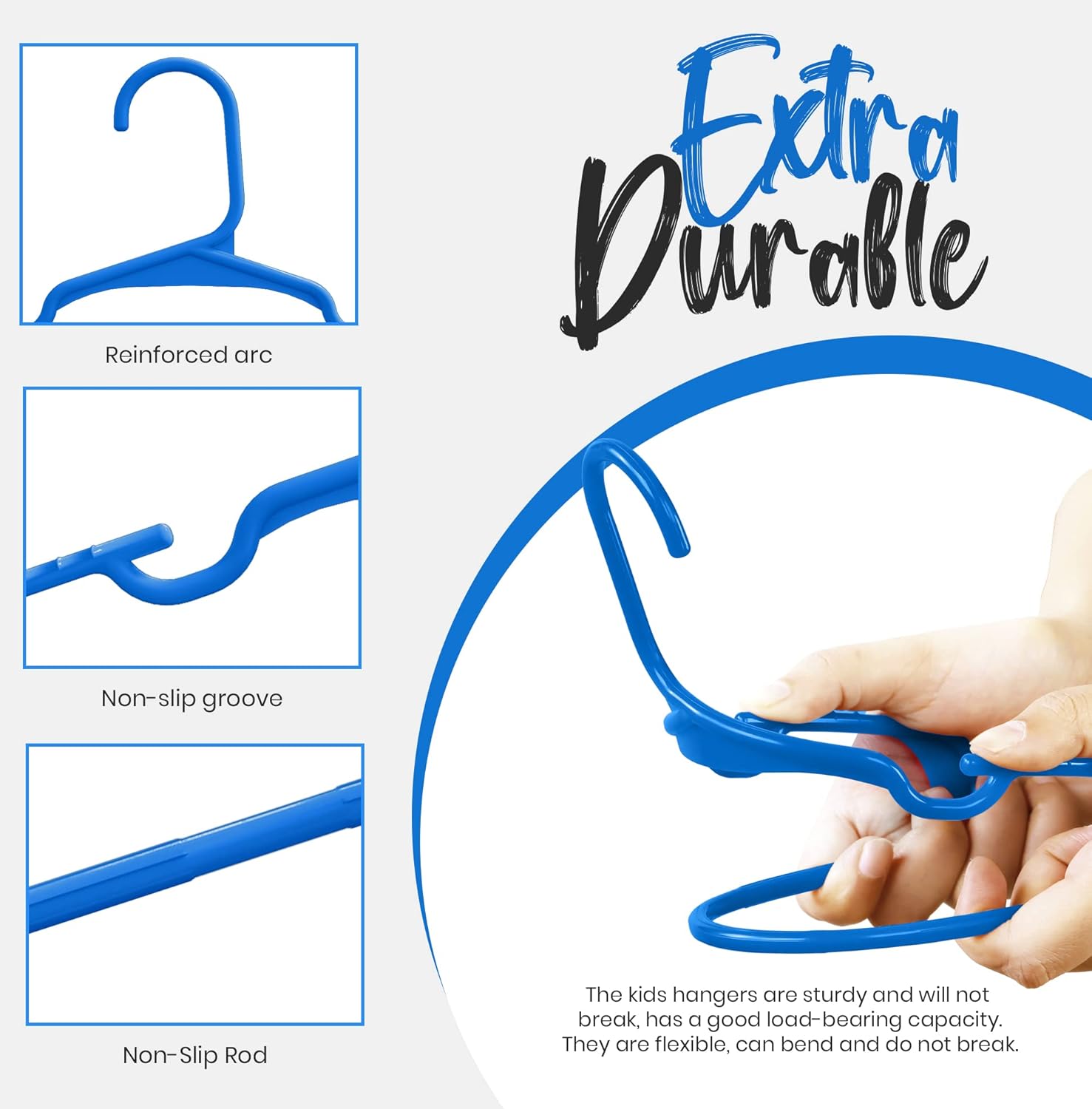 Detalle 2 de Utopia Home: 40 cintres en plastique bleu pour vêtements d'enfants